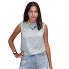 Crewneck Bubble Hem Tank - Heather Grey – Alicia DiMichele Boutique