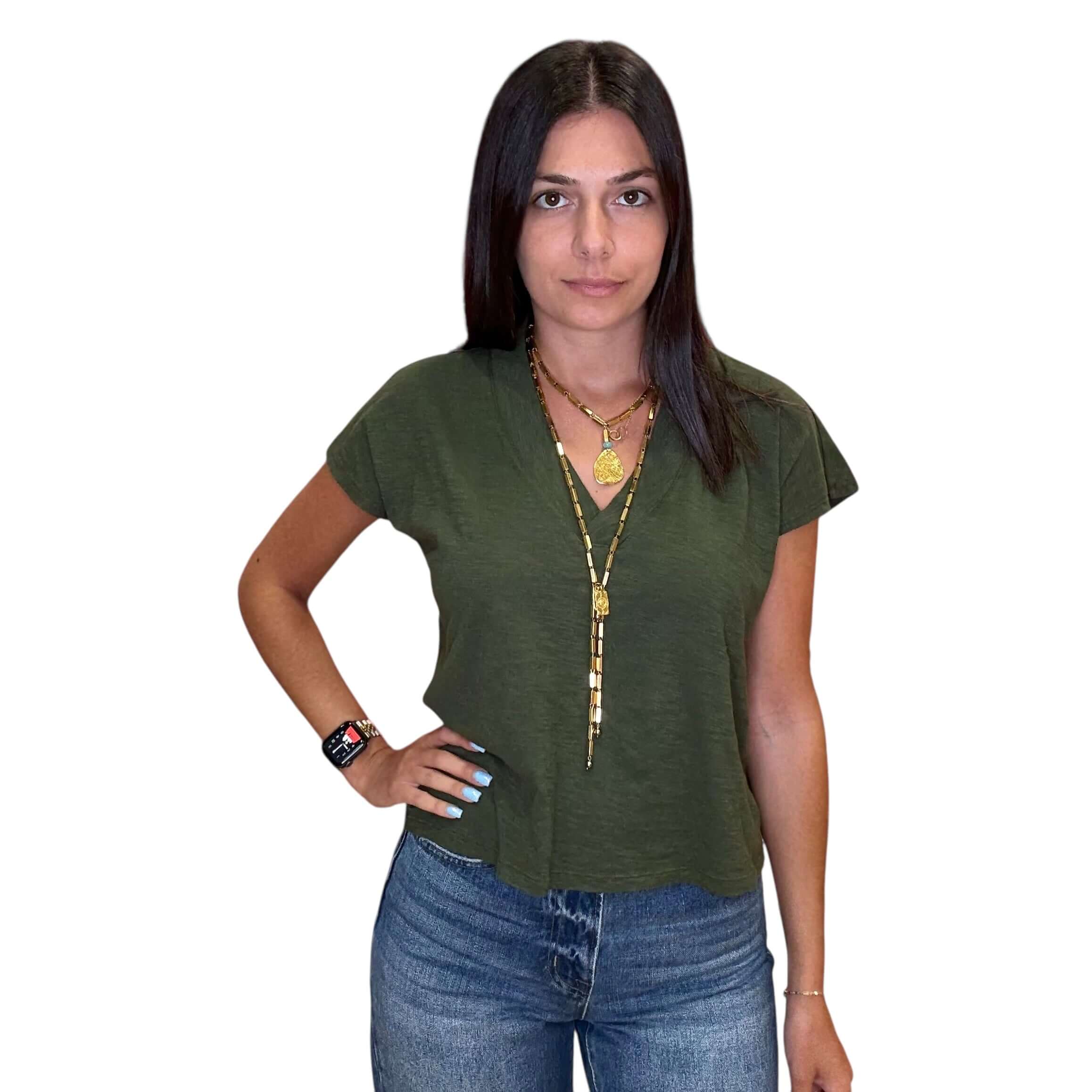 Dolman V Neck Tee - Hunter – Alicia DiMichele Boutique