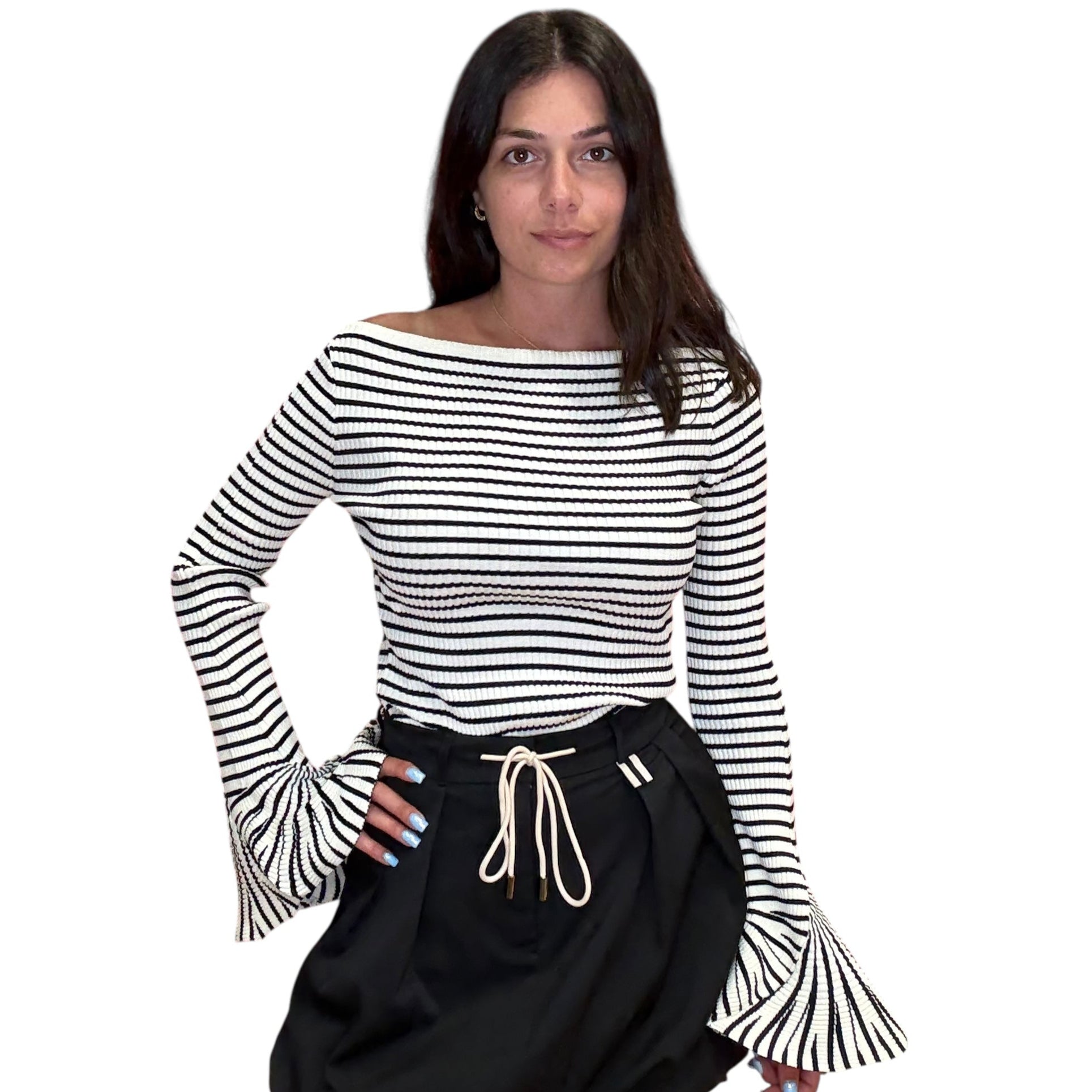 Bell Sleeve Striped Sweater – Alicia DiMichele Boutique