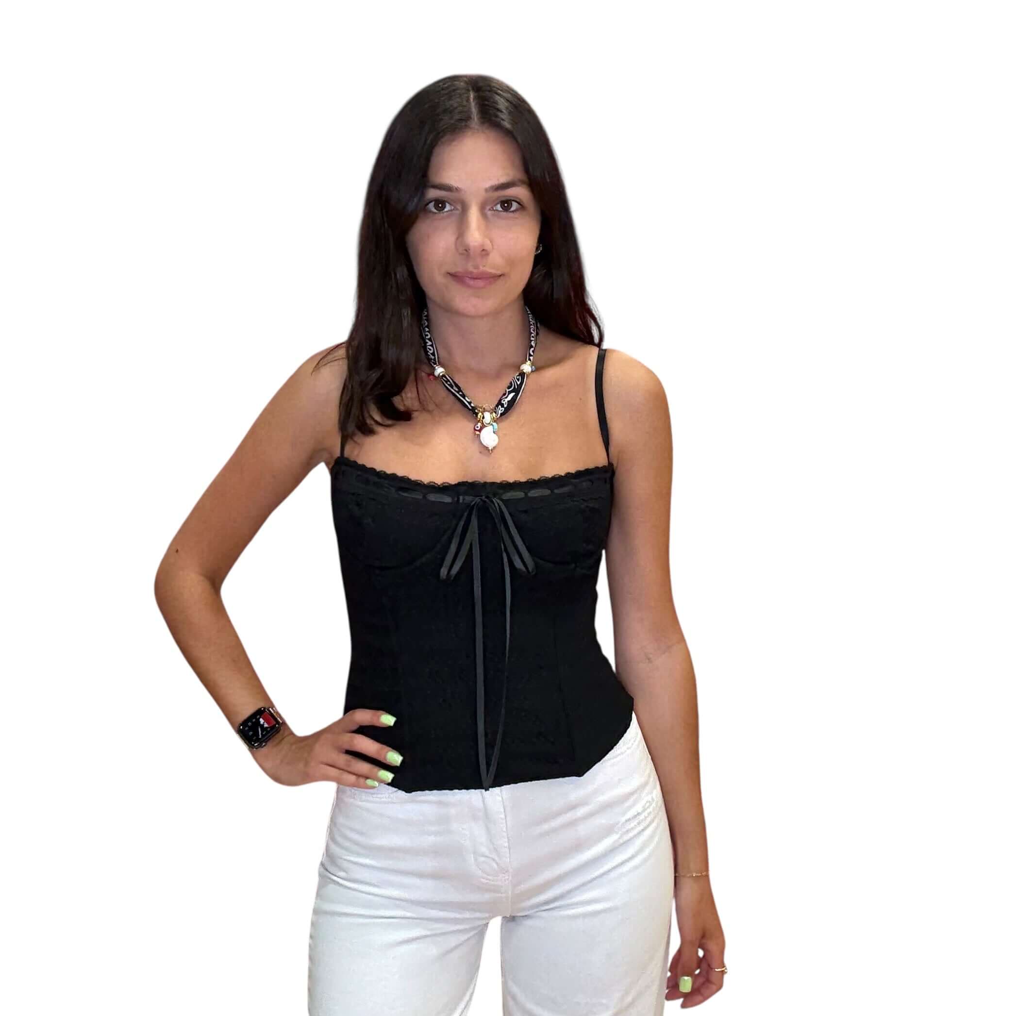 Black Lace Ribbon Bustier – Alicia DiMichele Boutique