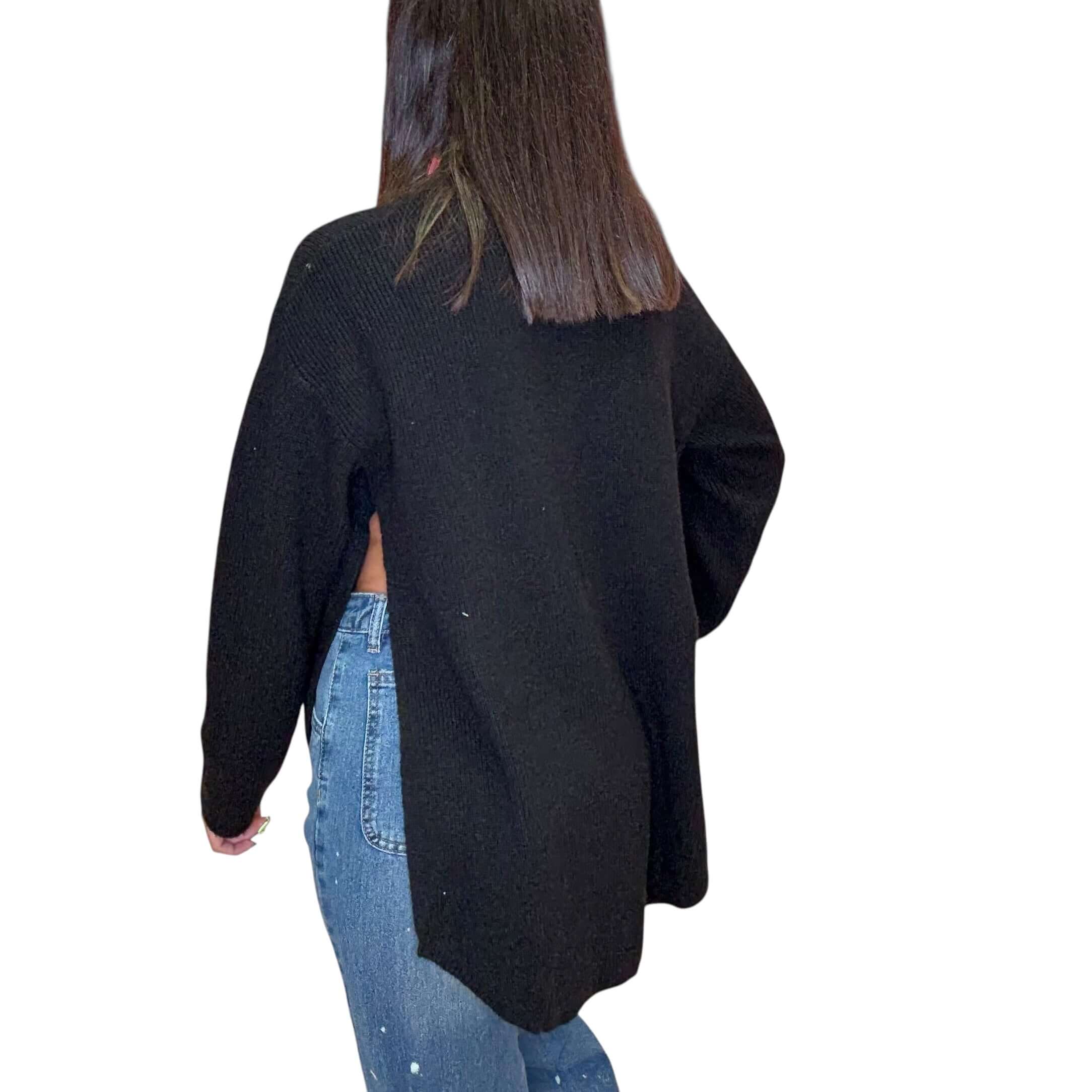 Black Chill Split Knit Sweater – Alicia DiMichele Boutique