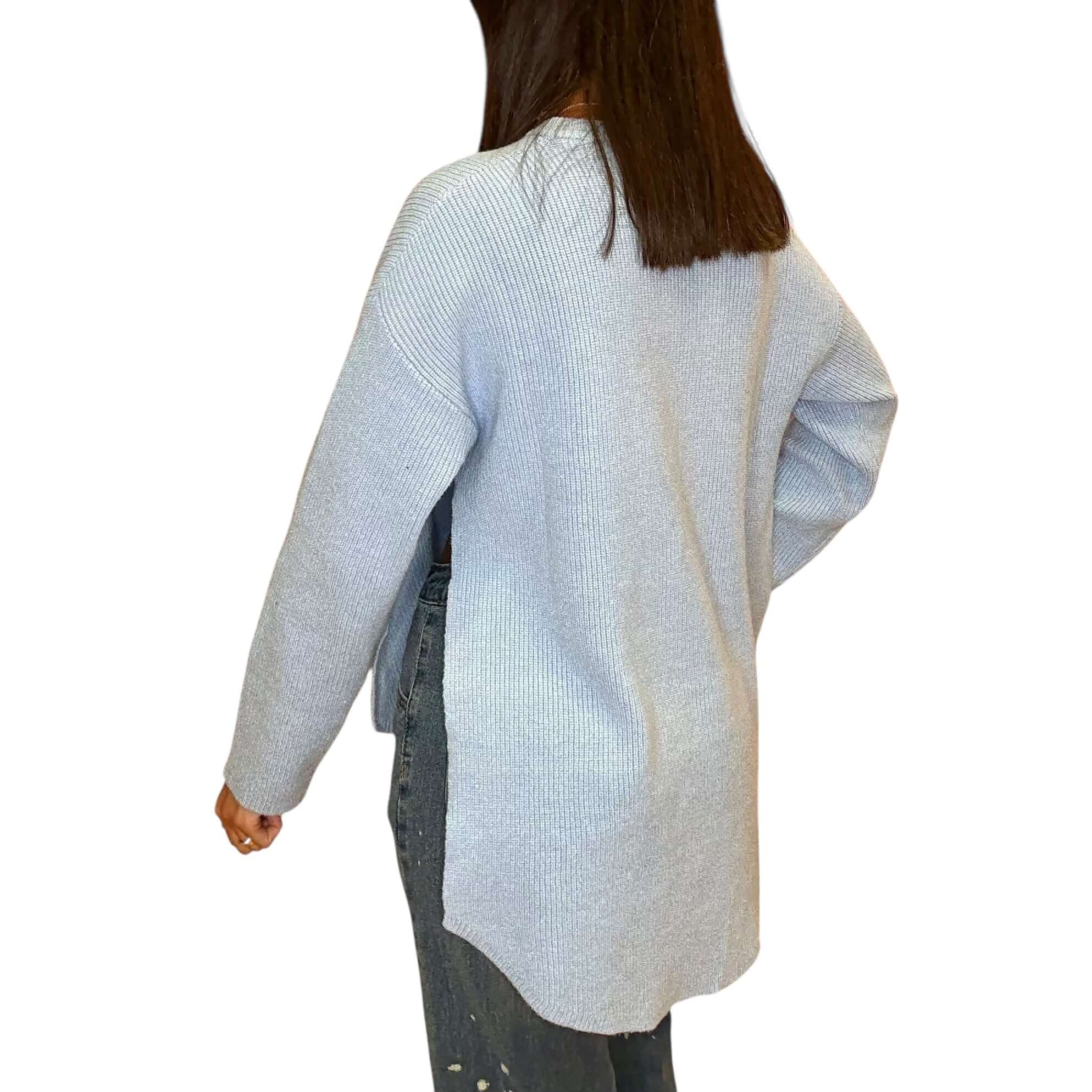 Baby Blue Chill Split Knit Sweater – Alicia DiMichele Boutique