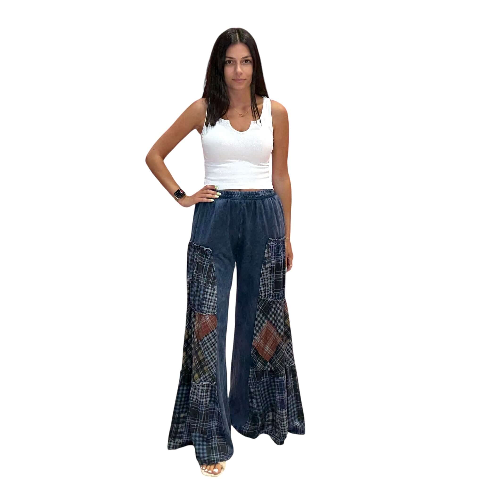Navy Plaid Parade Flare Pants – Alicia DiMichele Boutique