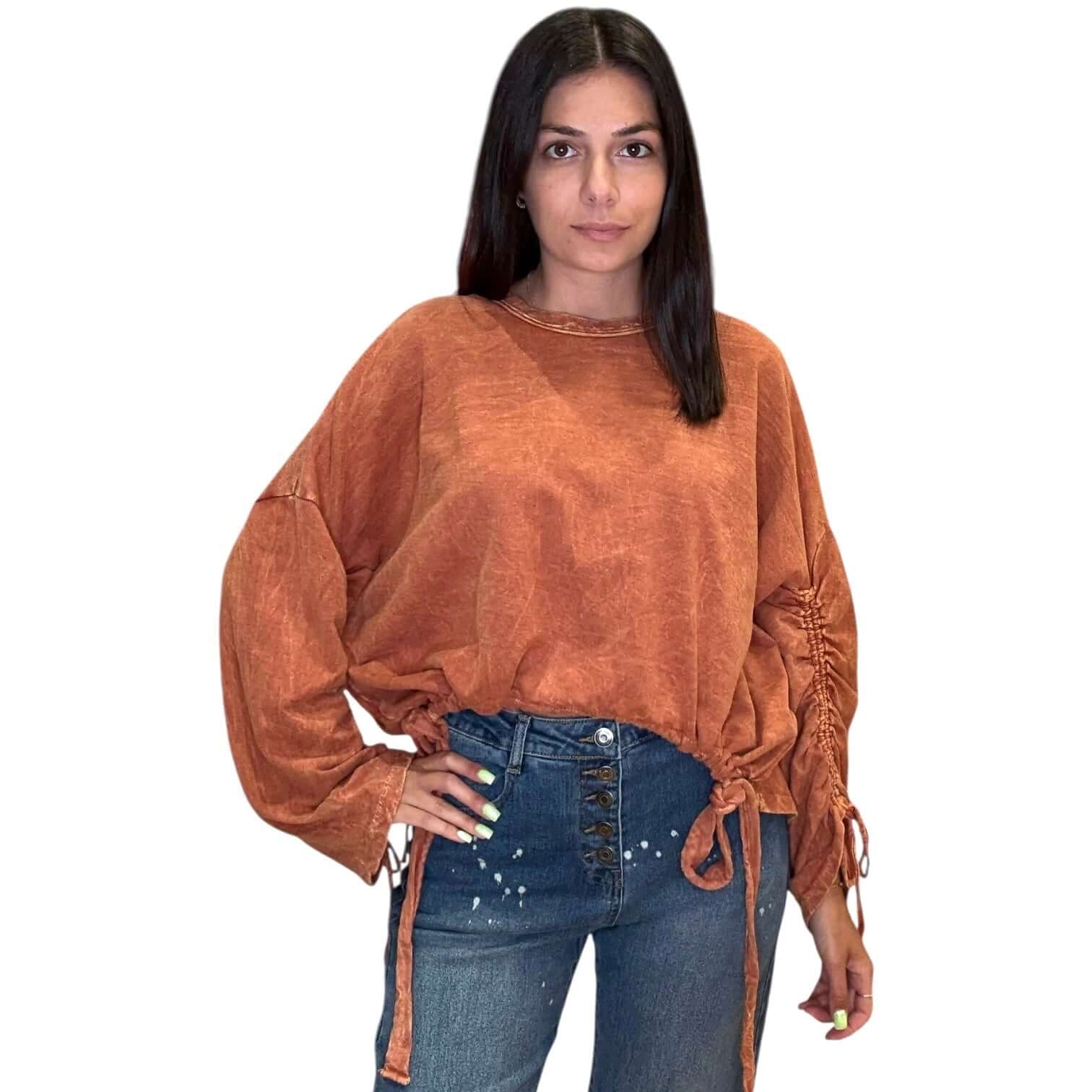 Burnt Orange Mineral Washed Pullover – Alicia DiMichele Boutique