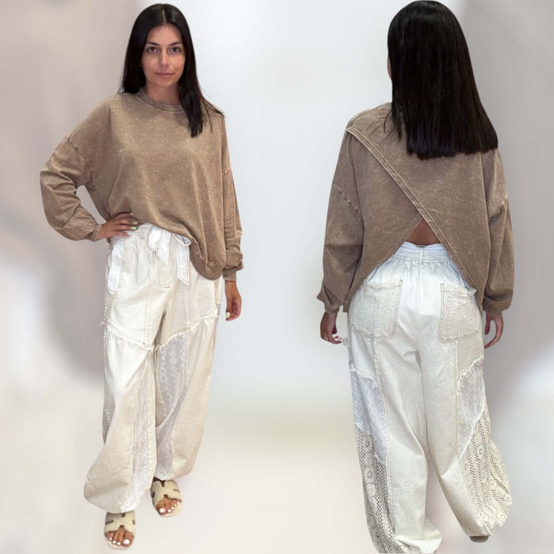 Mocha Open Back Terry Top – Alicia DiMichele Boutique