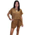 Luxe Suede Shorts Set - Camel – Alicia DiMichele Boutique