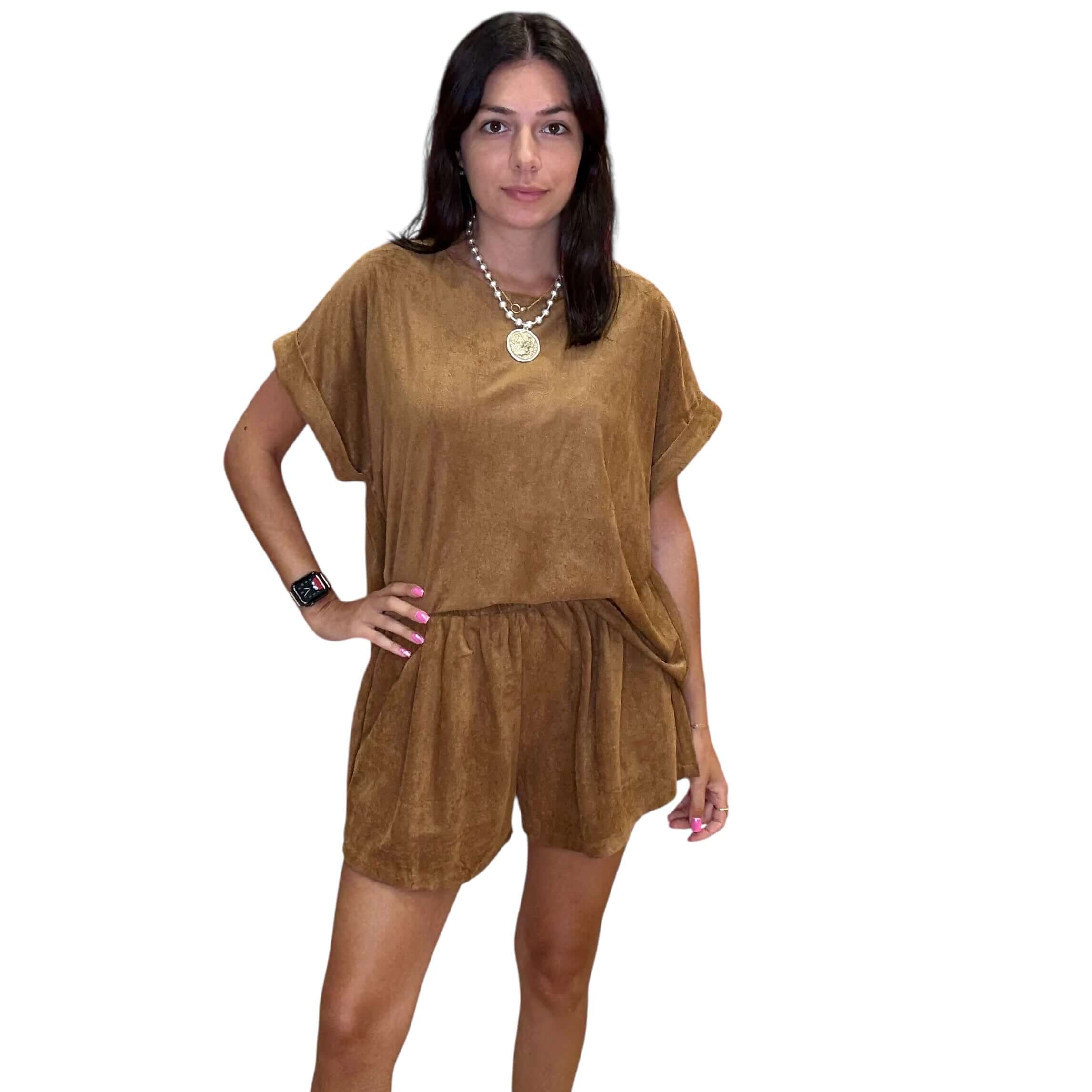 Luxe Suede Shorts Set - Camel – Alicia DiMichele Boutique
