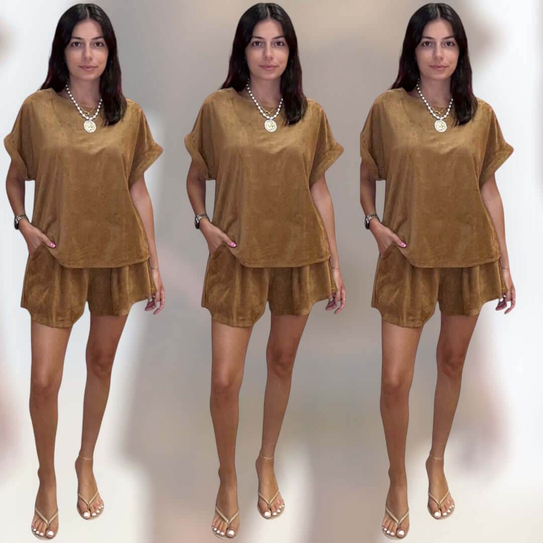 Luxe Suede Shorts Set - Camel – Alicia DiMichele Boutique