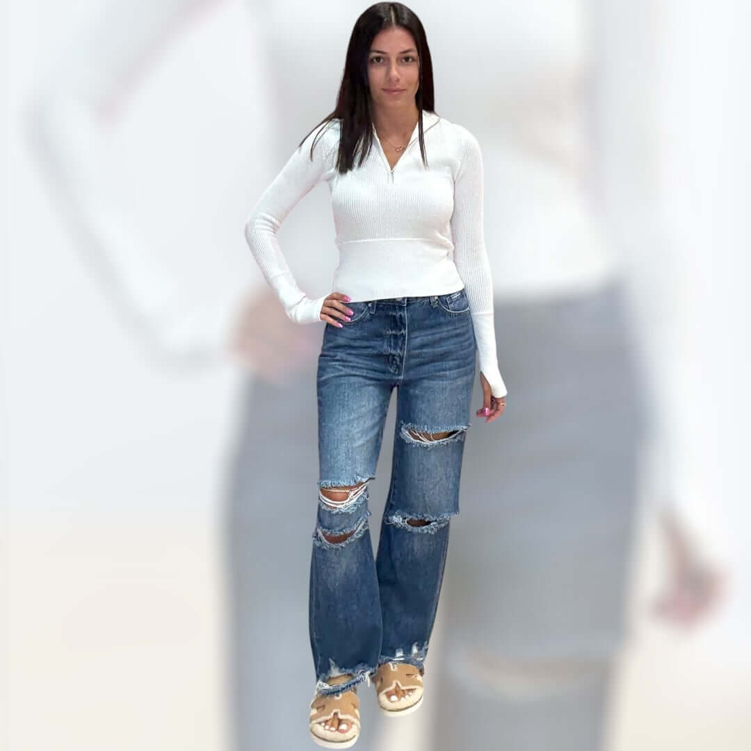 Off White Half-Zip Top – Alicia DiMichele Boutique