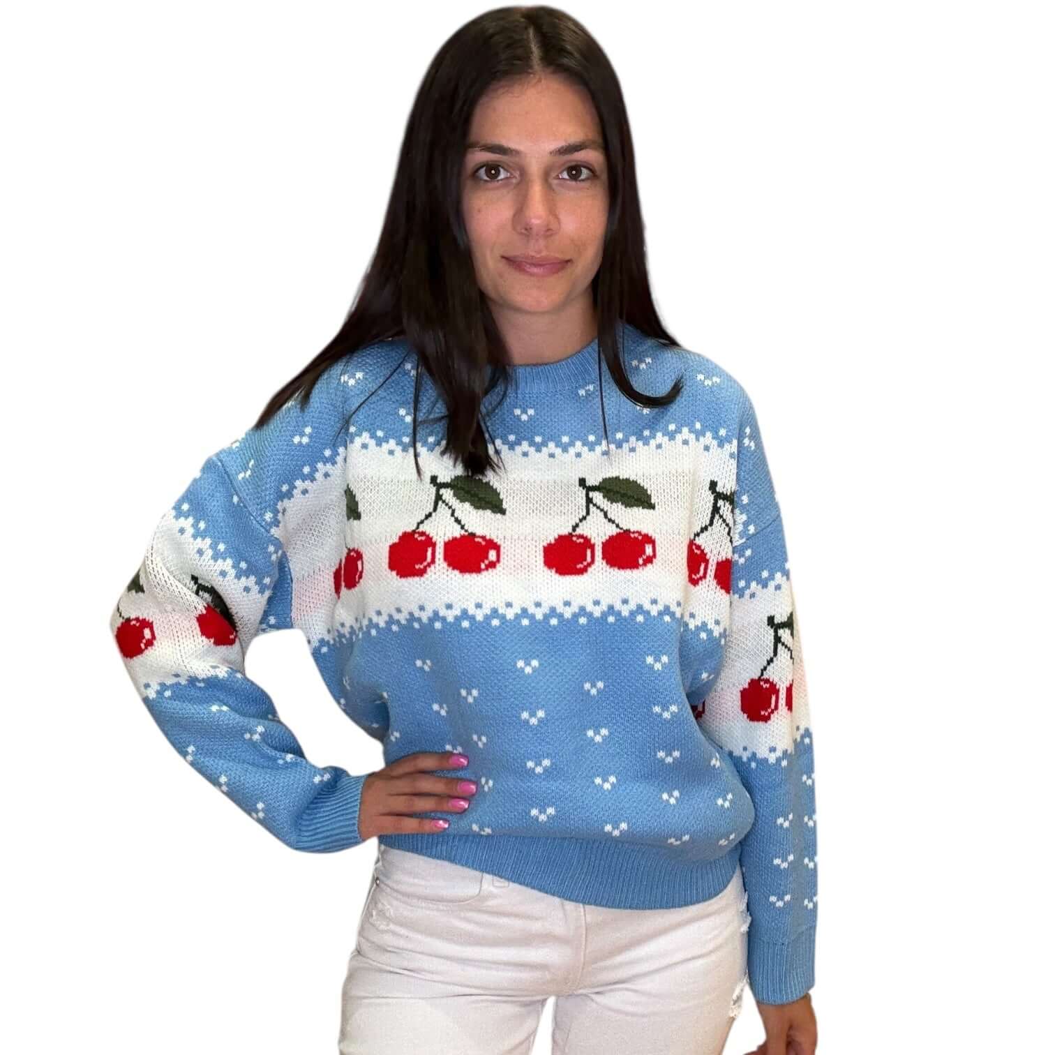 Cherry Crew Neck Sweater – Alicia DiMichele Boutique