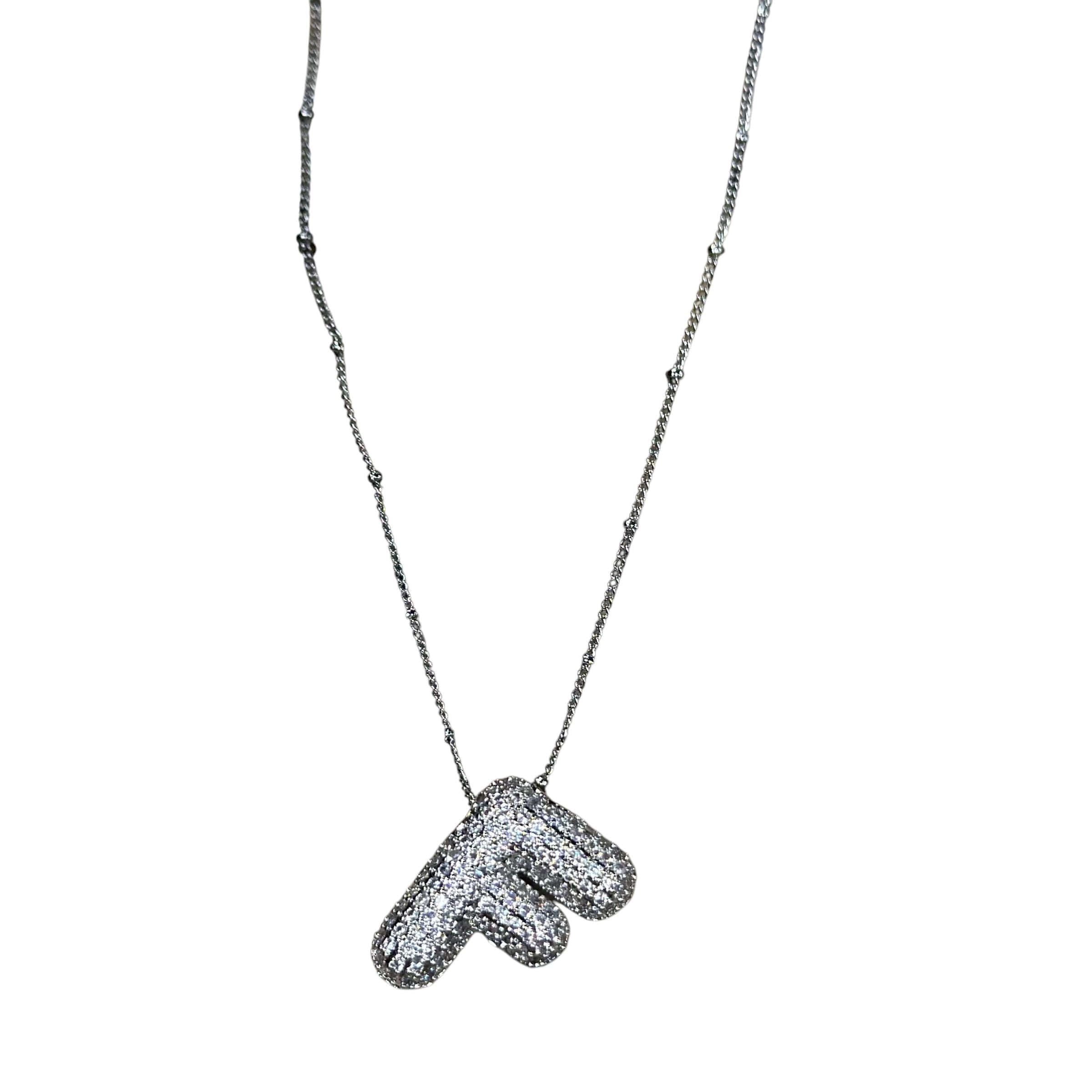 Silver Jeweled Bubble Initial Necklace – Alicia DiMichele Boutique