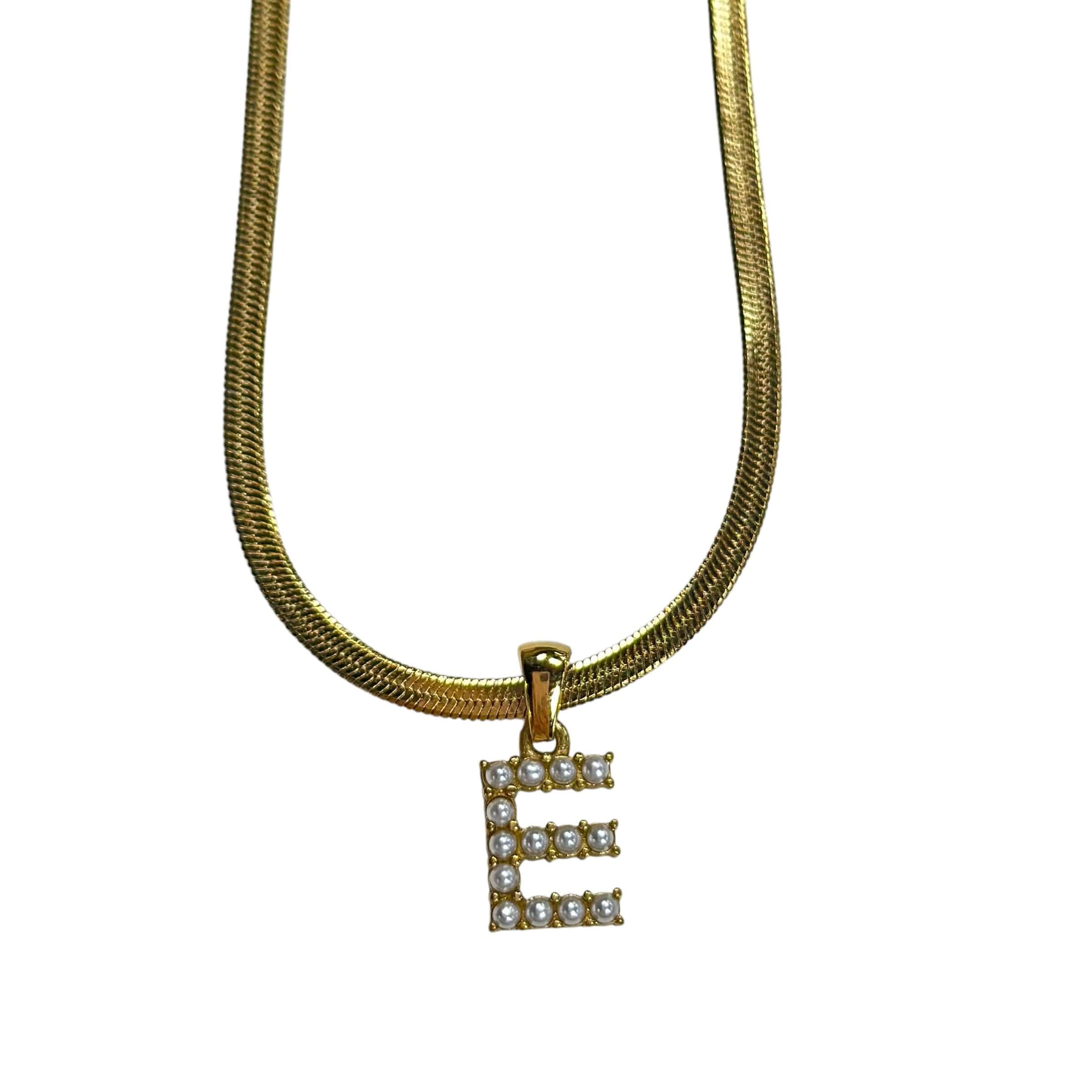 Pearl Letter Herringbone Necklace – Alicia DiMichele Boutique