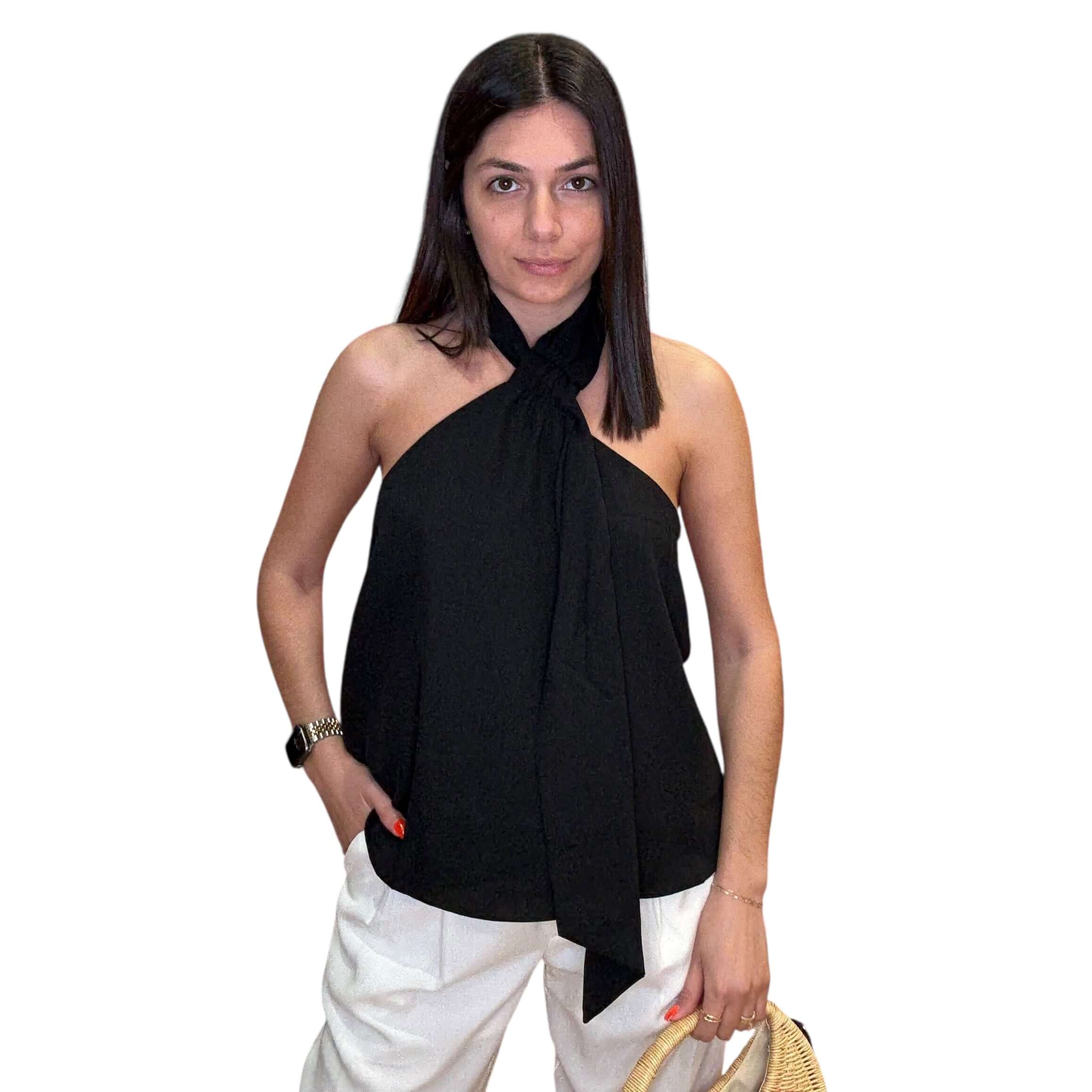 Twist Noir Halter Top – Alicia DiMichele Boutique