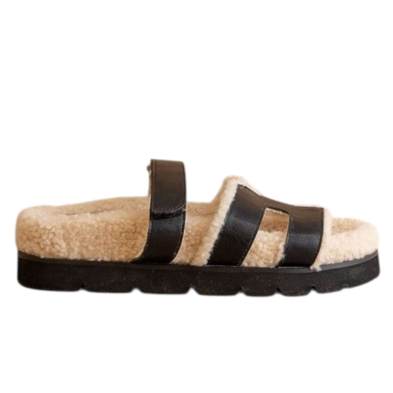 The Après Cloud Faux Shearling Sandals - Black – Alicia DiMichele Boutique