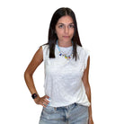 Shirred Mock Neck Tank - White – Alicia DiMichele Boutique