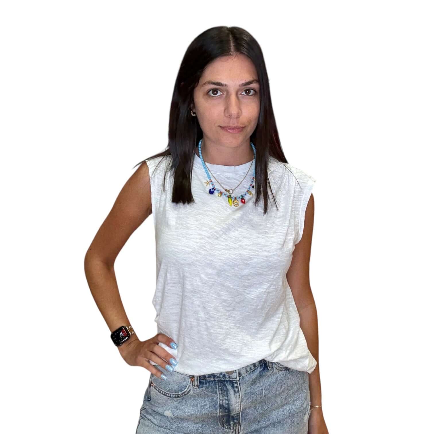 Shirred Mock Neck Tank - White – Alicia DiMichele Boutique