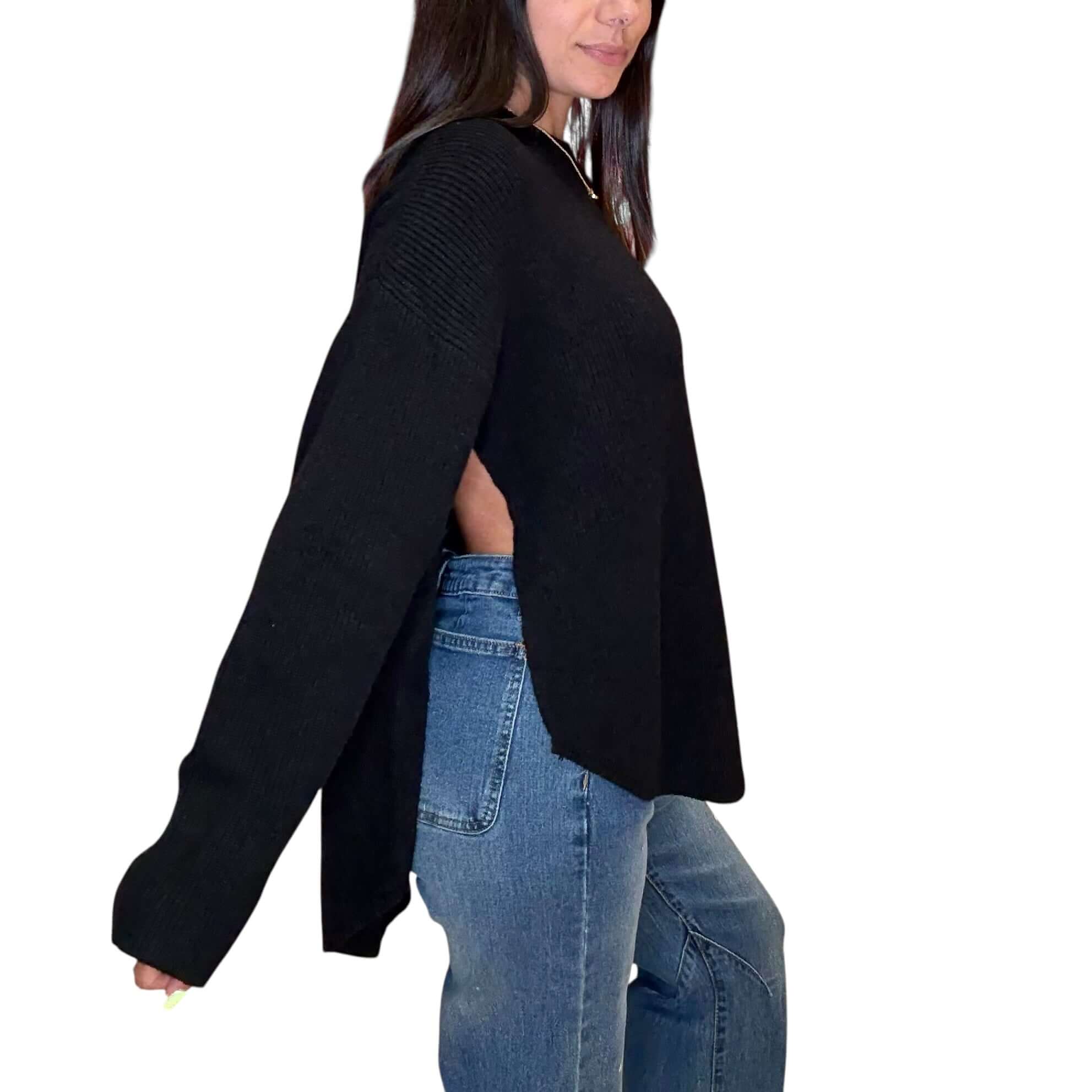 Black Chill Split Knit Sweater – Alicia DiMichele Boutique