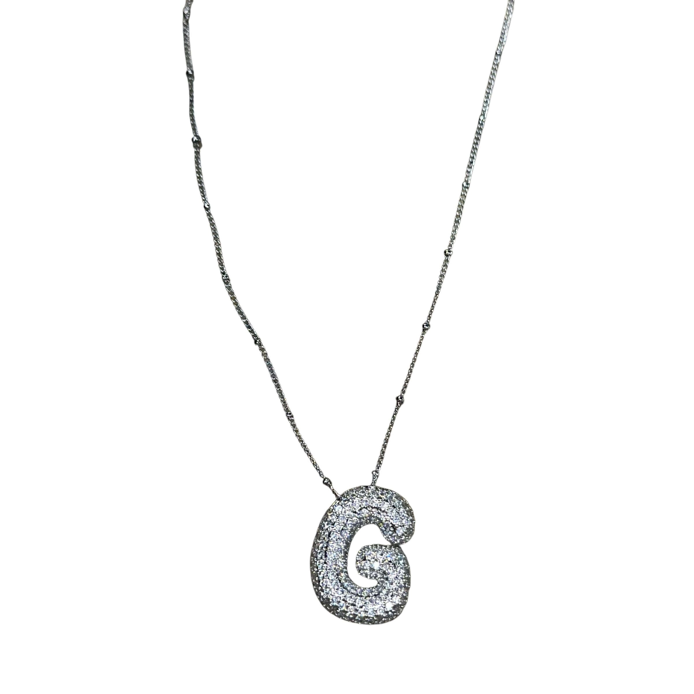 Silver Jeweled Bubble Initial Necklace – Alicia DiMichele Boutique
