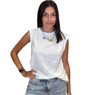 Shirred Mock Neck Tank - White – Alicia DiMichele Boutique