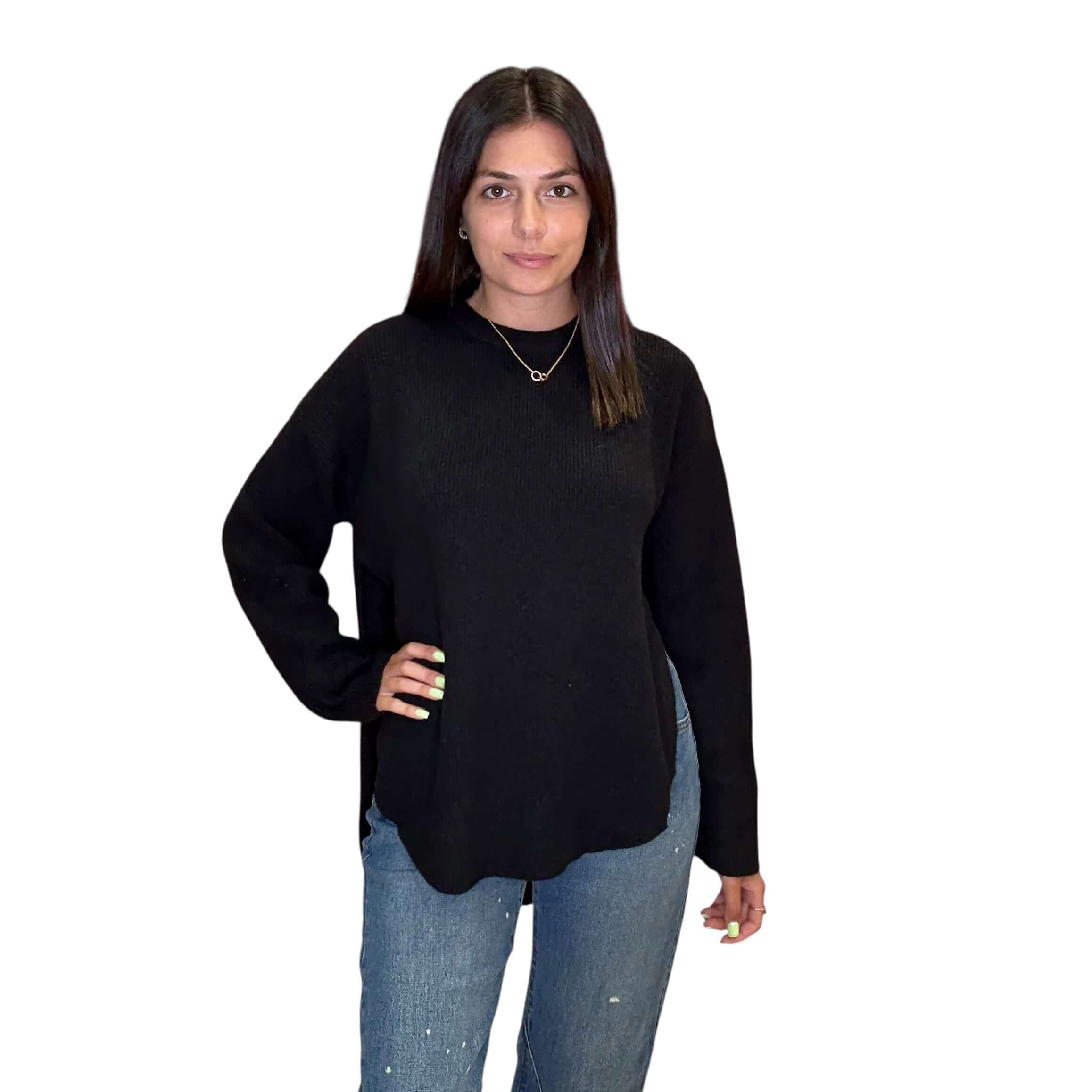 Black Chill Split Knit Sweater – Alicia DiMichele Boutique