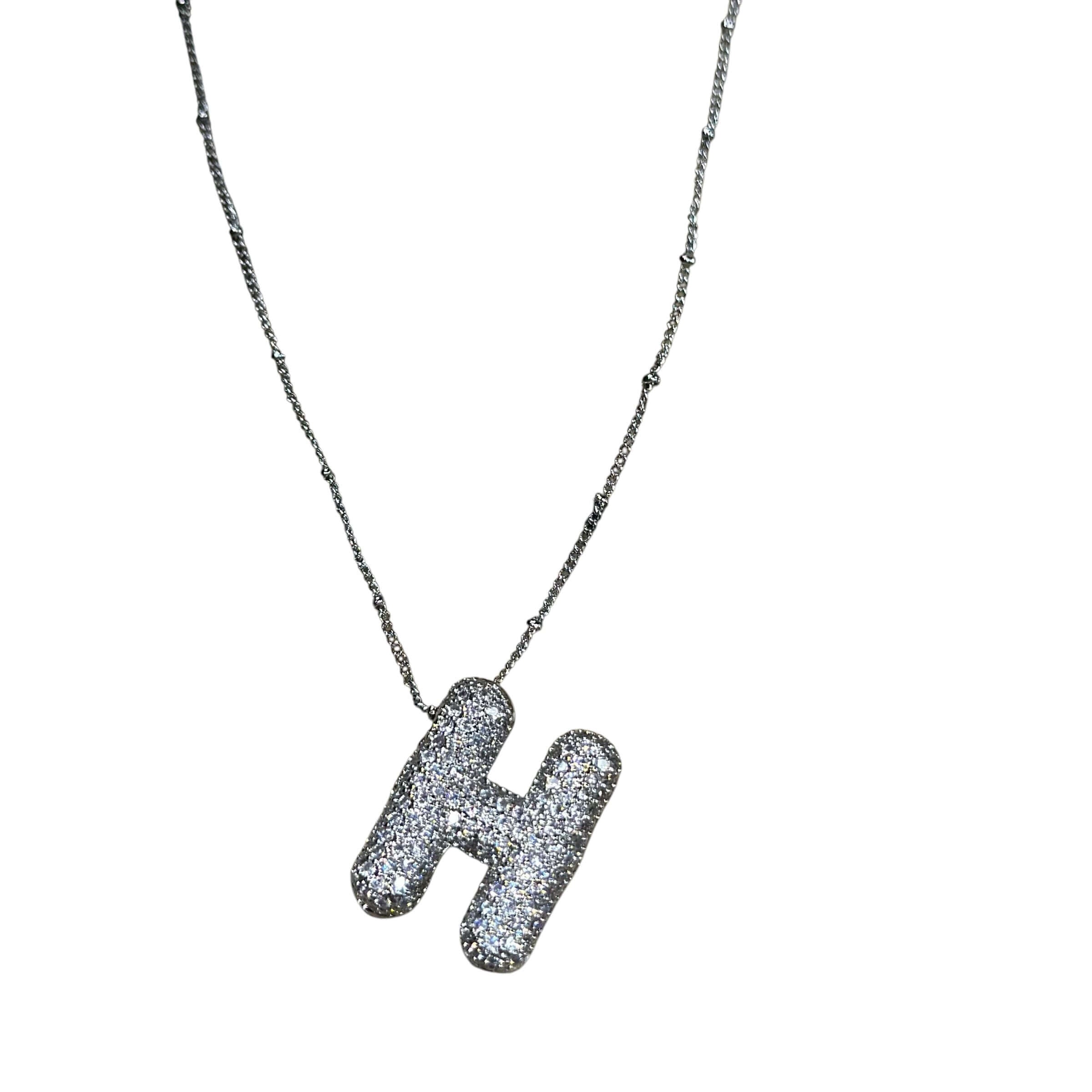 Silver Jeweled Bubble Initial Necklace – Alicia DiMichele Boutique
