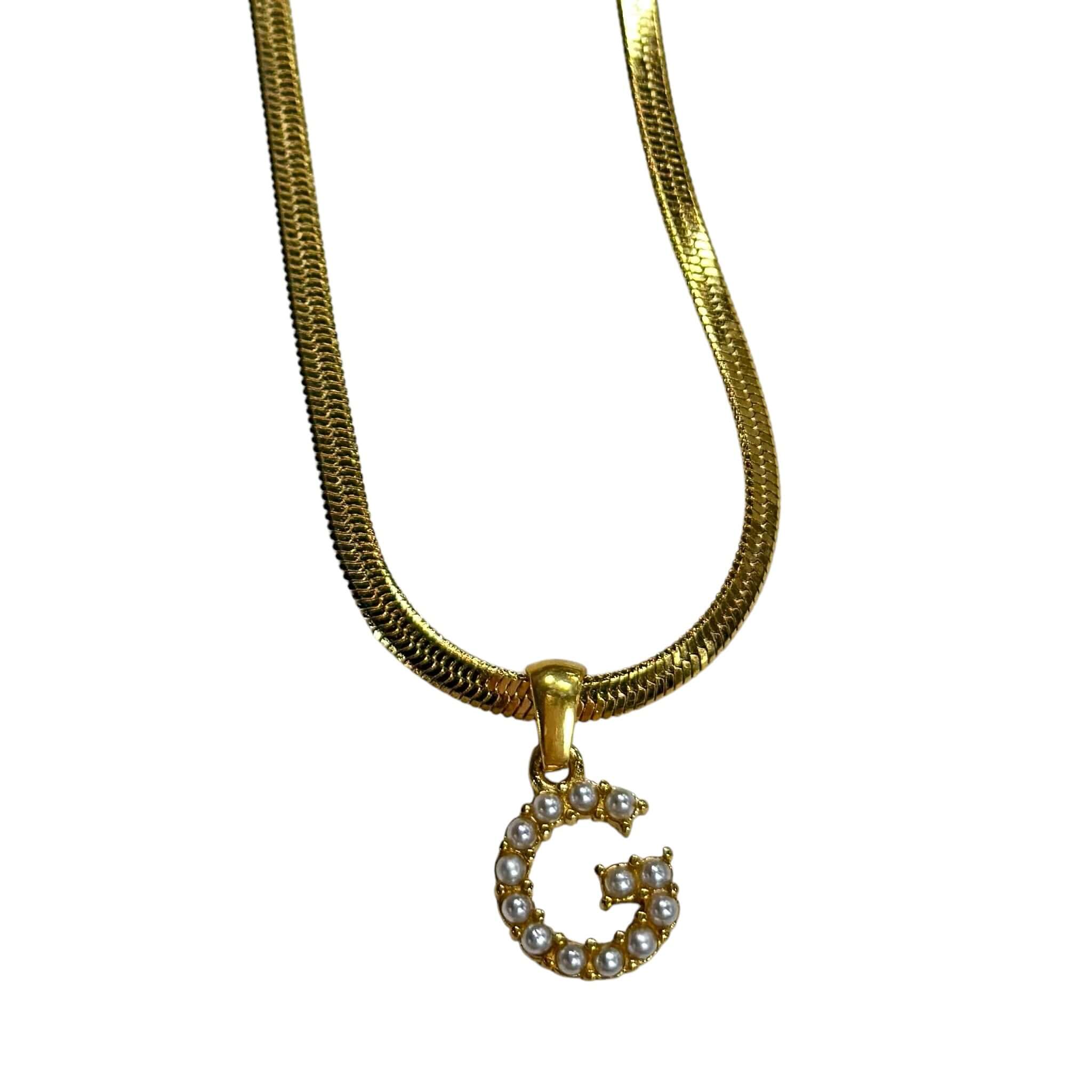 Pearl Letter Herringbone Necklace – Alicia DiMichele Boutique