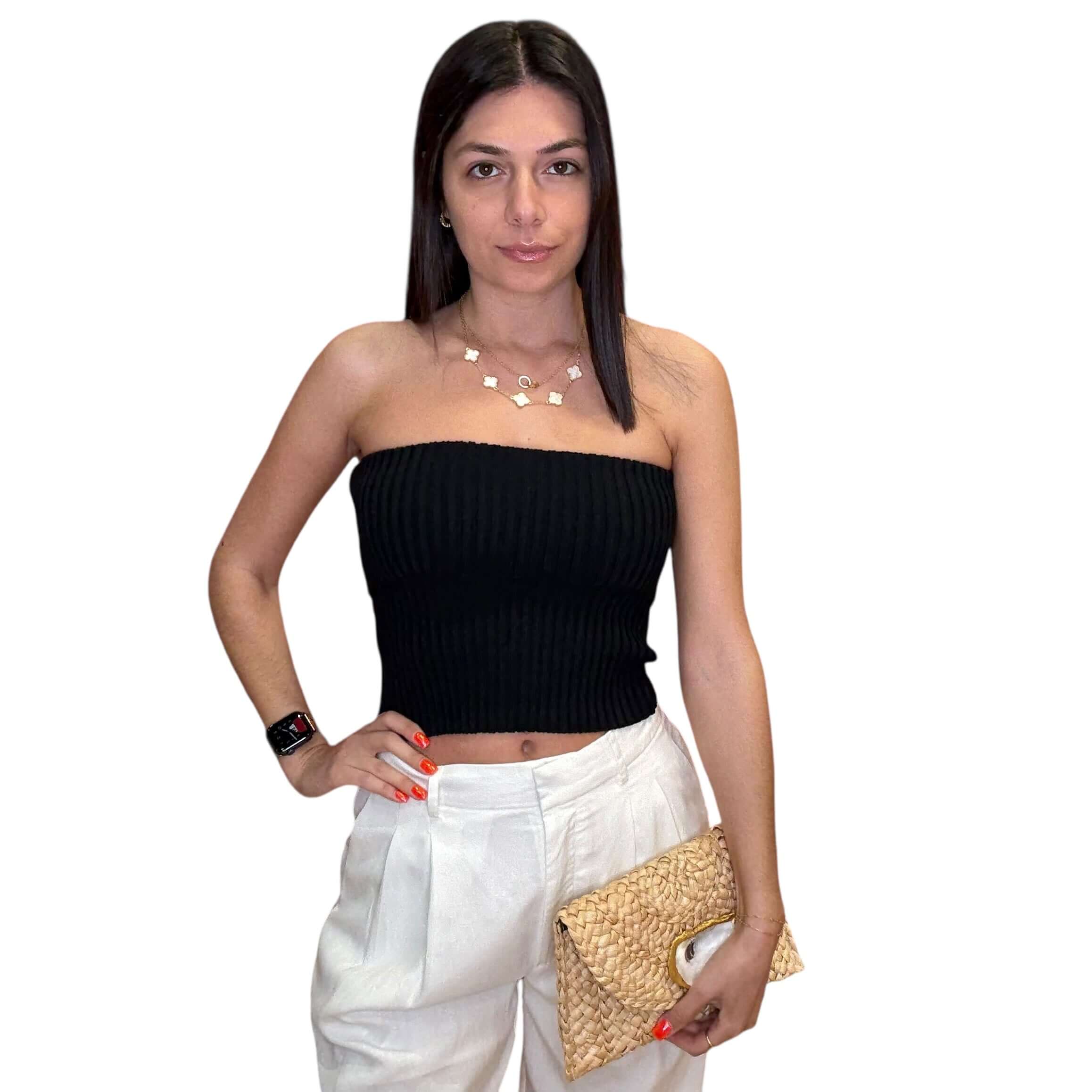 Shoreline Stretch Ribbed Tube Top - Black – Alicia DiMichele Boutique