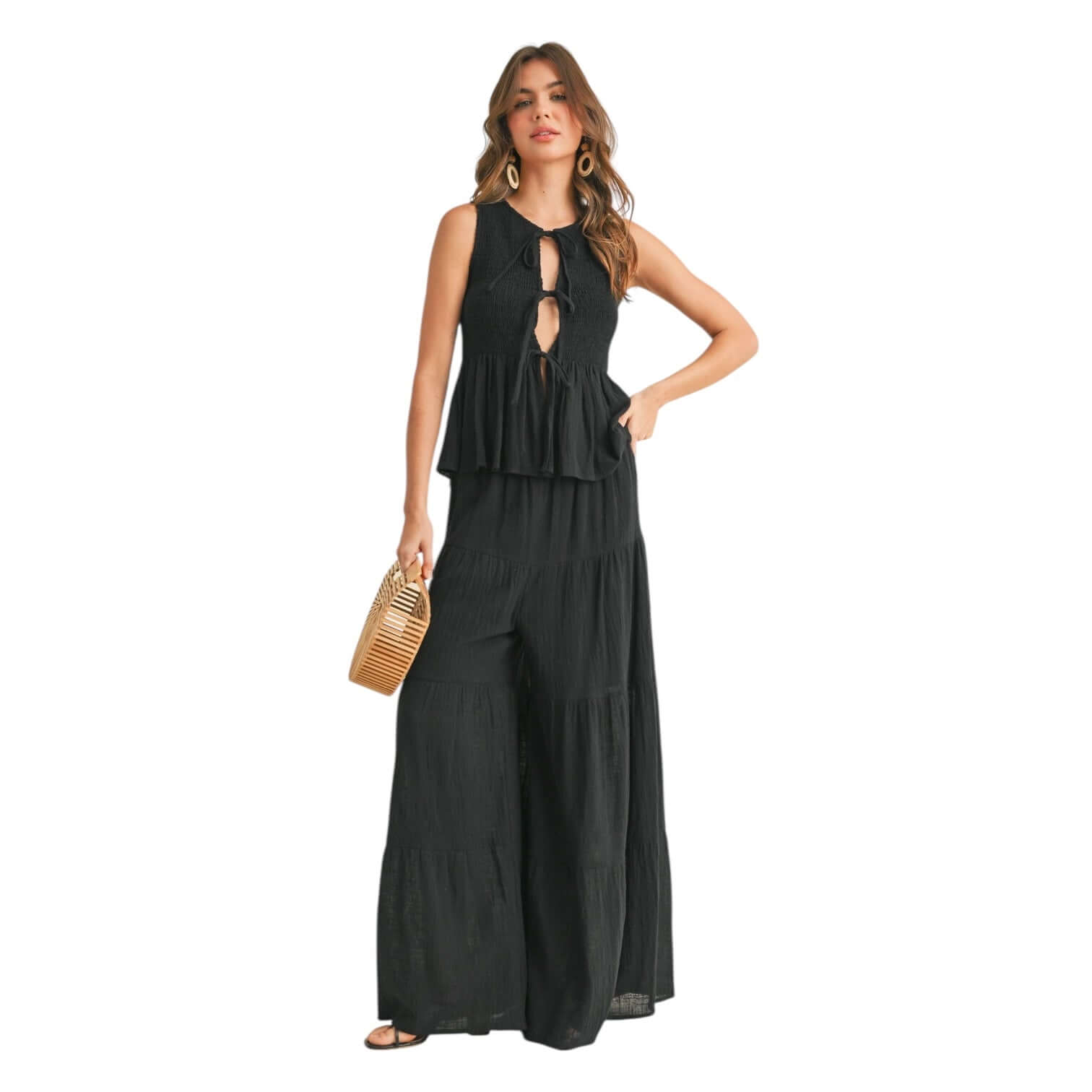 Noir Muse Gauze Peplum Pant Set – Alicia DiMichele Boutique