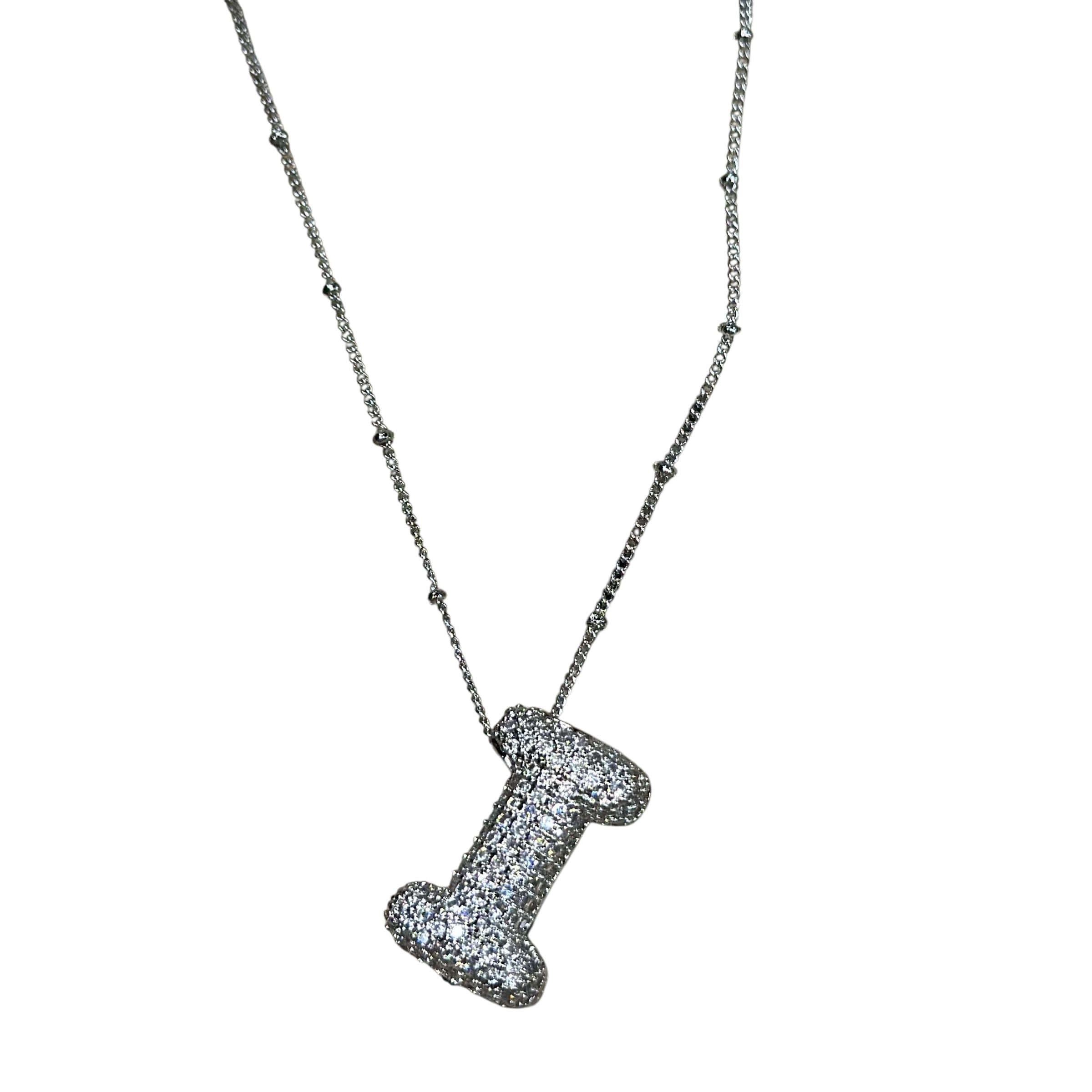Silver Jeweled Bubble Initial Necklace – Alicia DiMichele Boutique