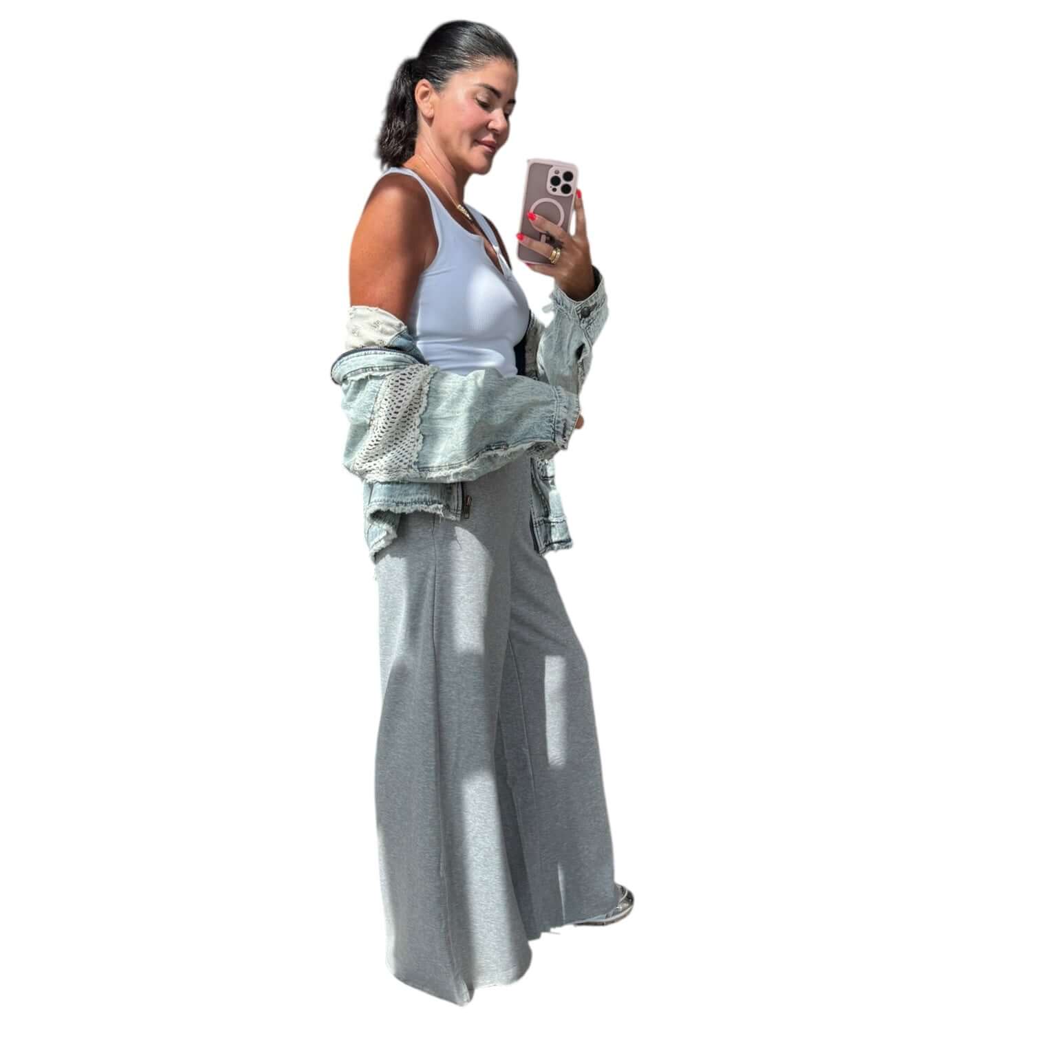 French Terry Wide Leg Sweatpants - Grey – Alicia DiMichele Boutique