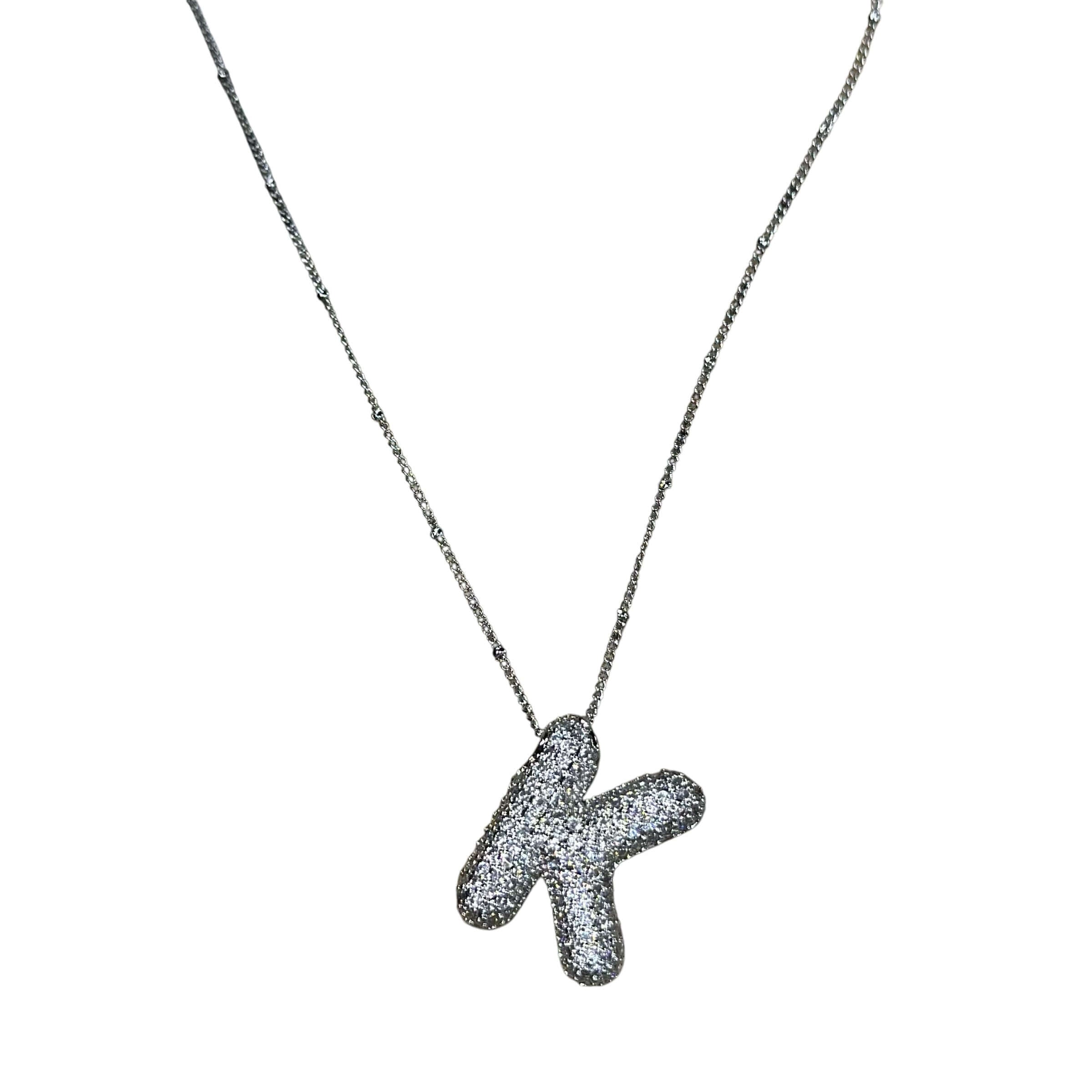 Silver Jeweled Bubble Initial Necklace – Alicia DiMichele Boutique