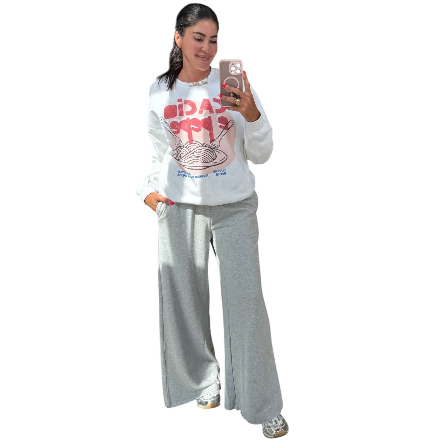 French Terry Wide Leg Sweatpants - Grey – Alicia DiMichele Boutique