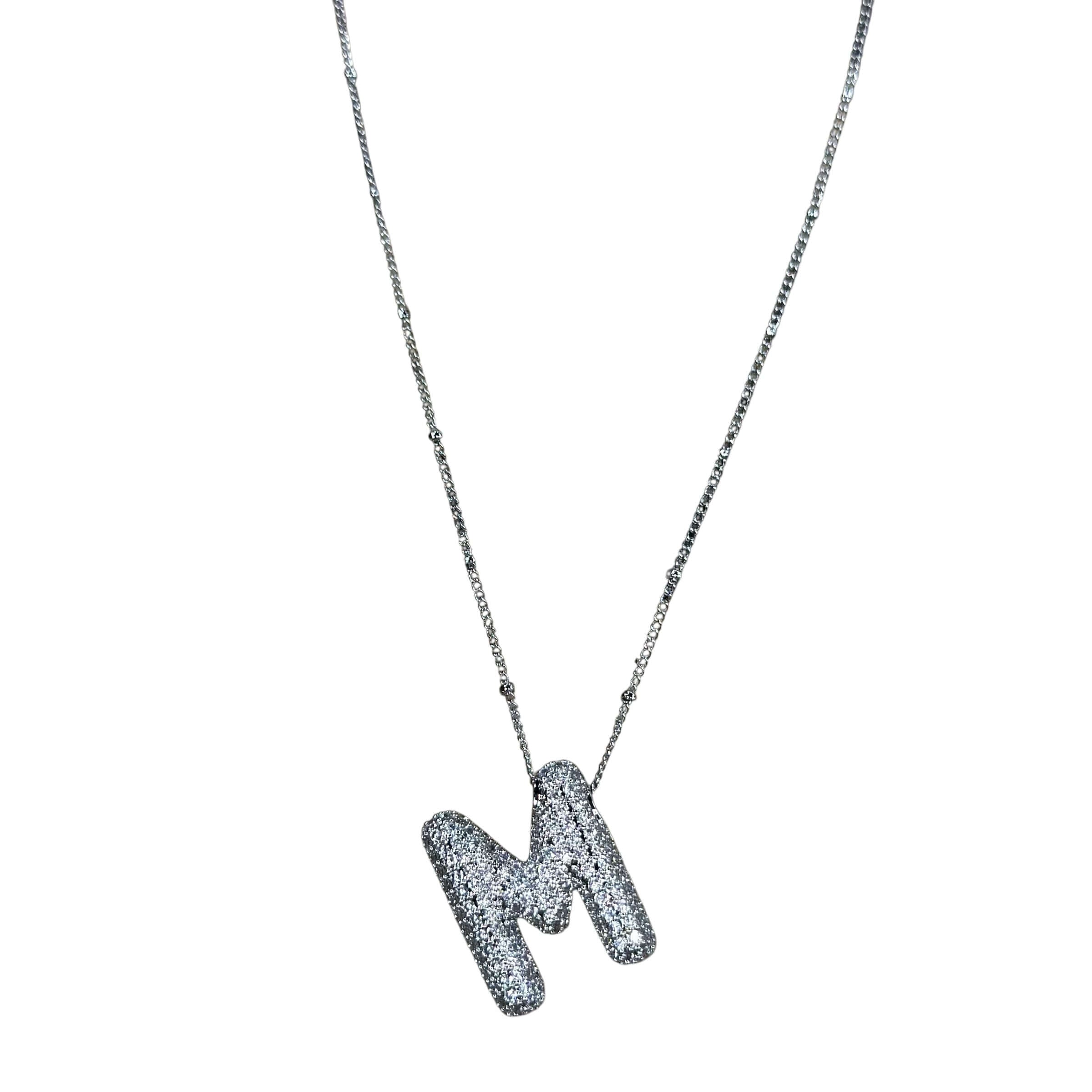 Silver Jeweled Bubble Initial Necklace – Alicia DiMichele Boutique
