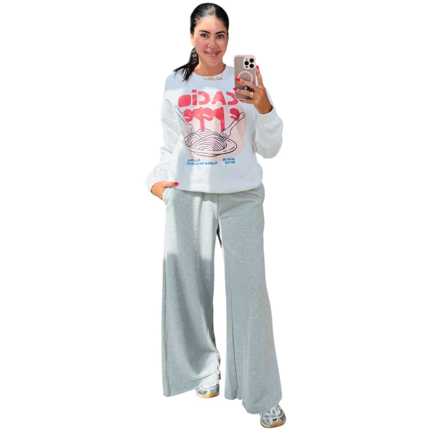 French Terry Wide Leg Sweatpants - Grey – Alicia DiMichele Boutique