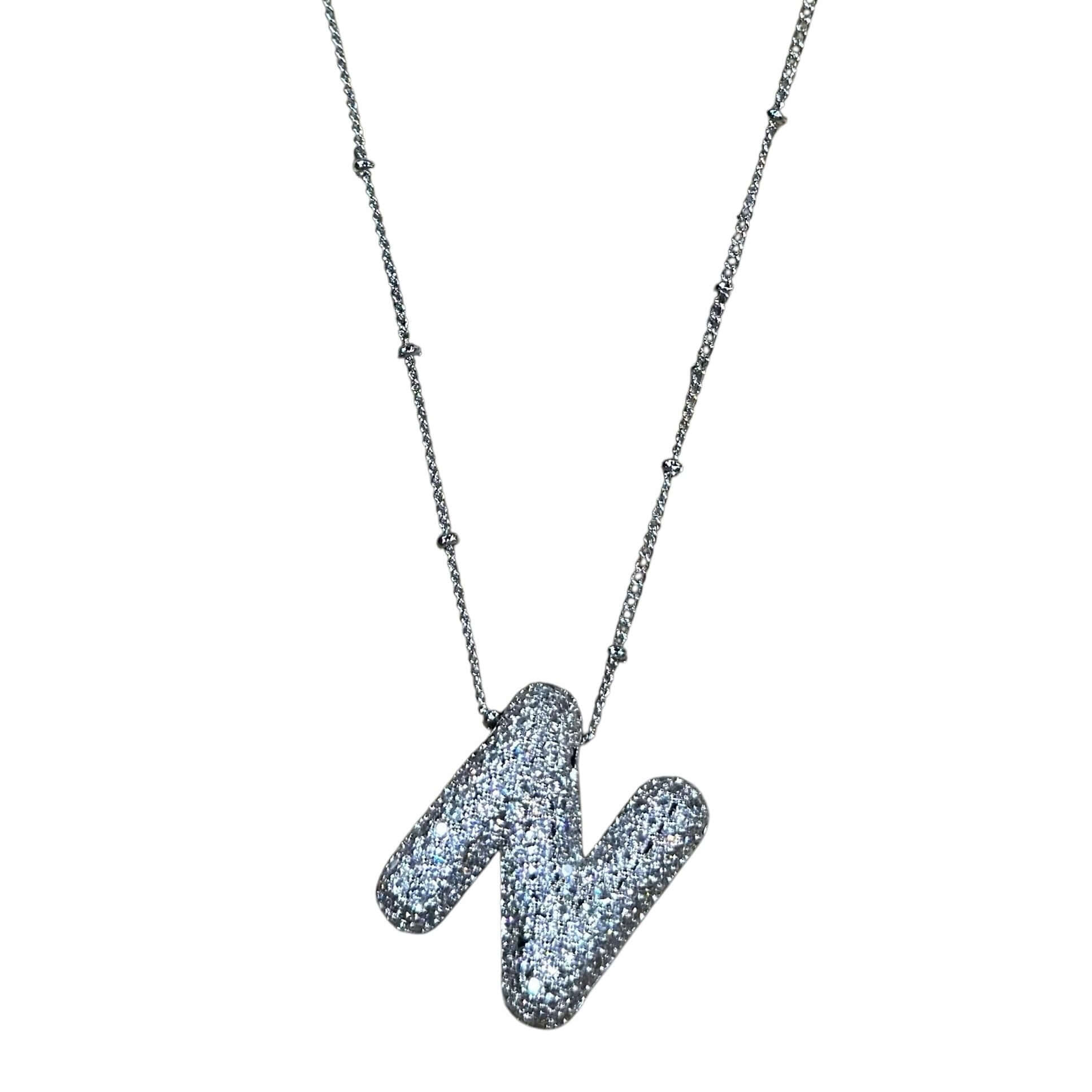 Silver Jeweled Bubble Initial Necklace – Alicia DiMichele Boutique