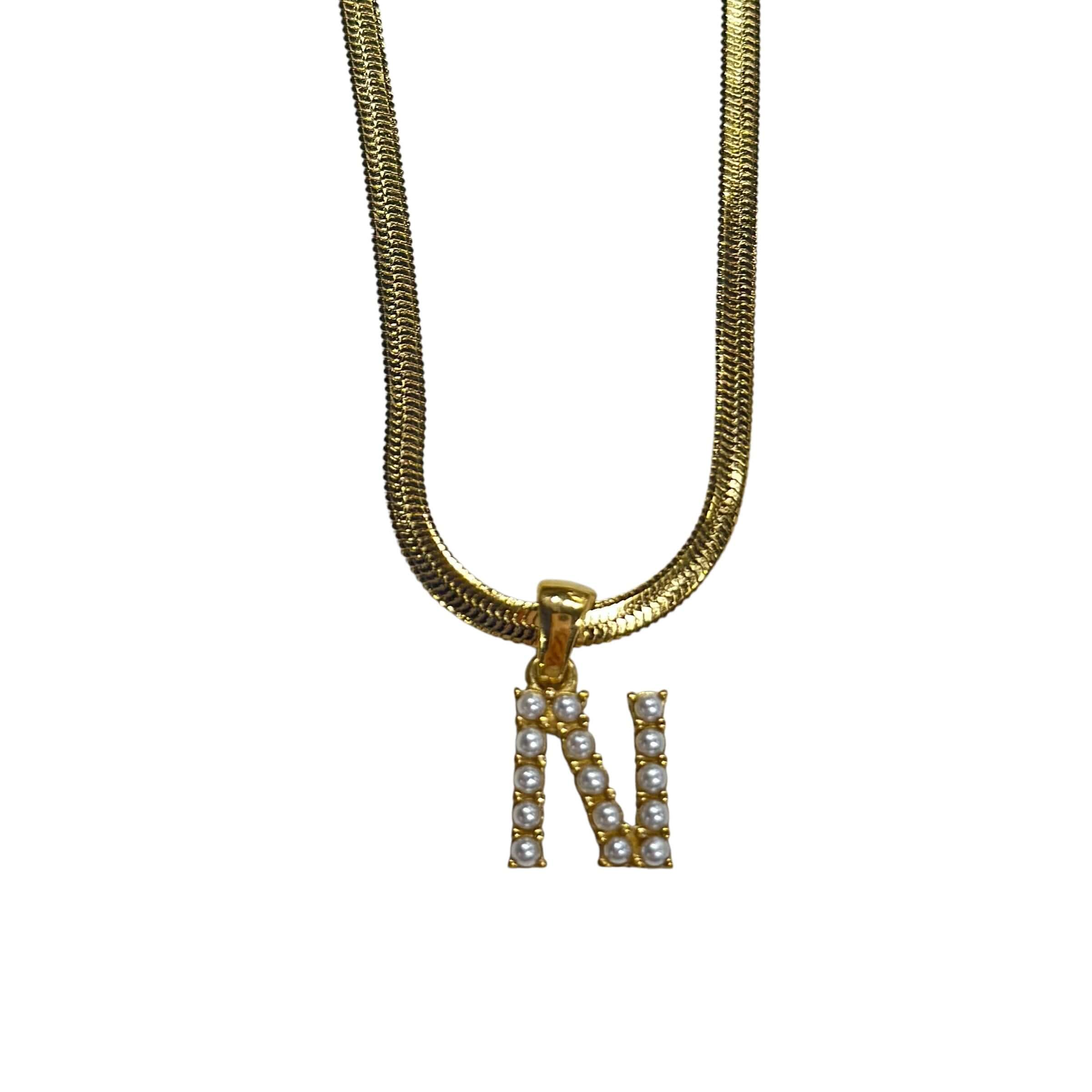 Pearl Letter Herringbone Necklace – Alicia DiMichele Boutique