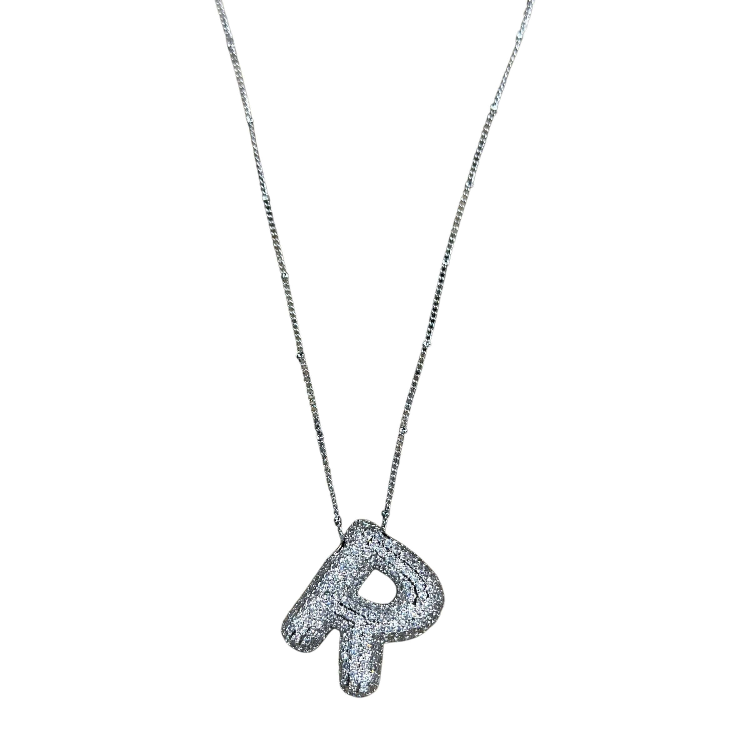 Silver Jeweled Bubble Initial Necklace – Alicia DiMichele Boutique