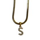 Pearl Letter Herringbone Necklace – Alicia DiMichele Boutique