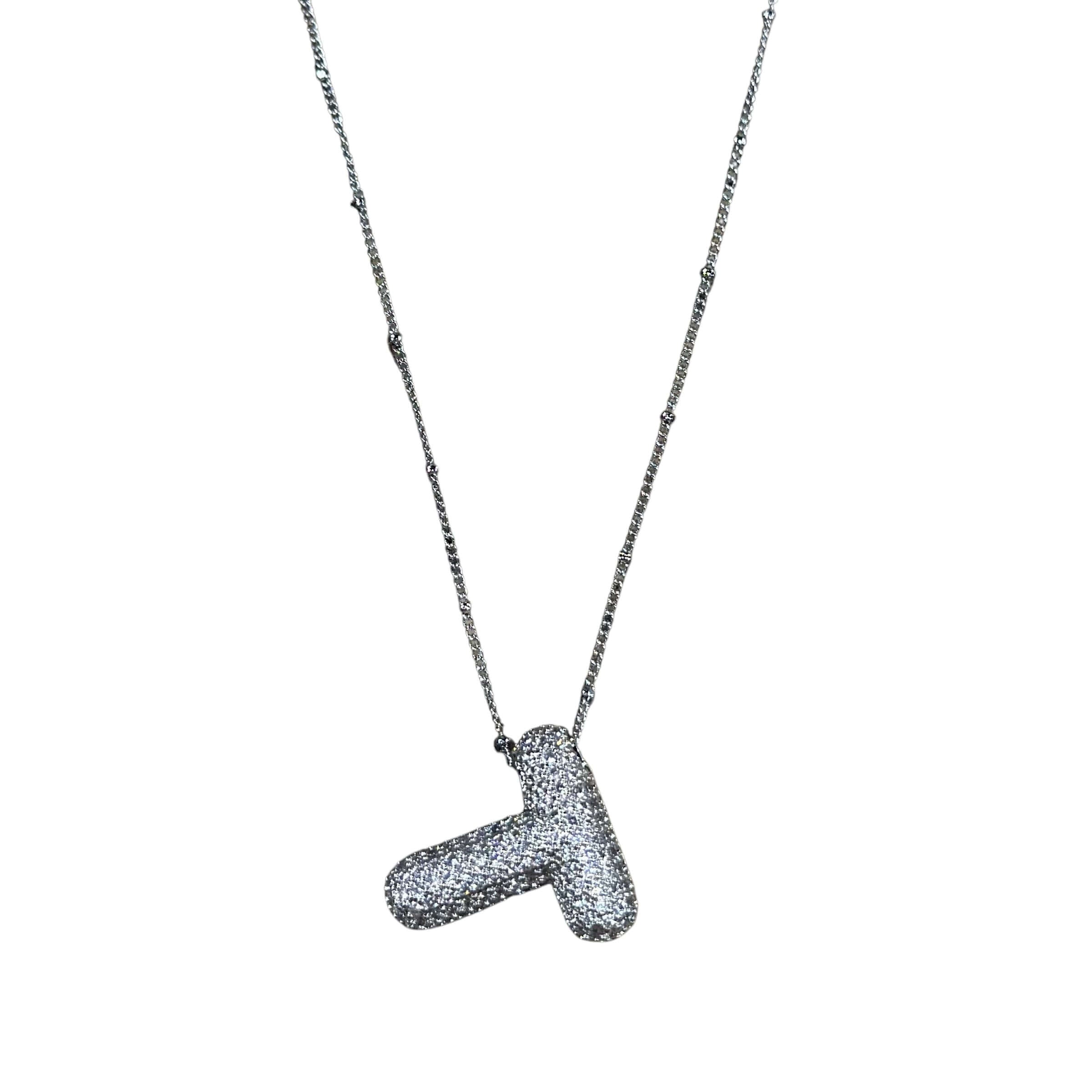 Silver Jeweled Bubble Initial Necklace – Alicia DiMichele Boutique