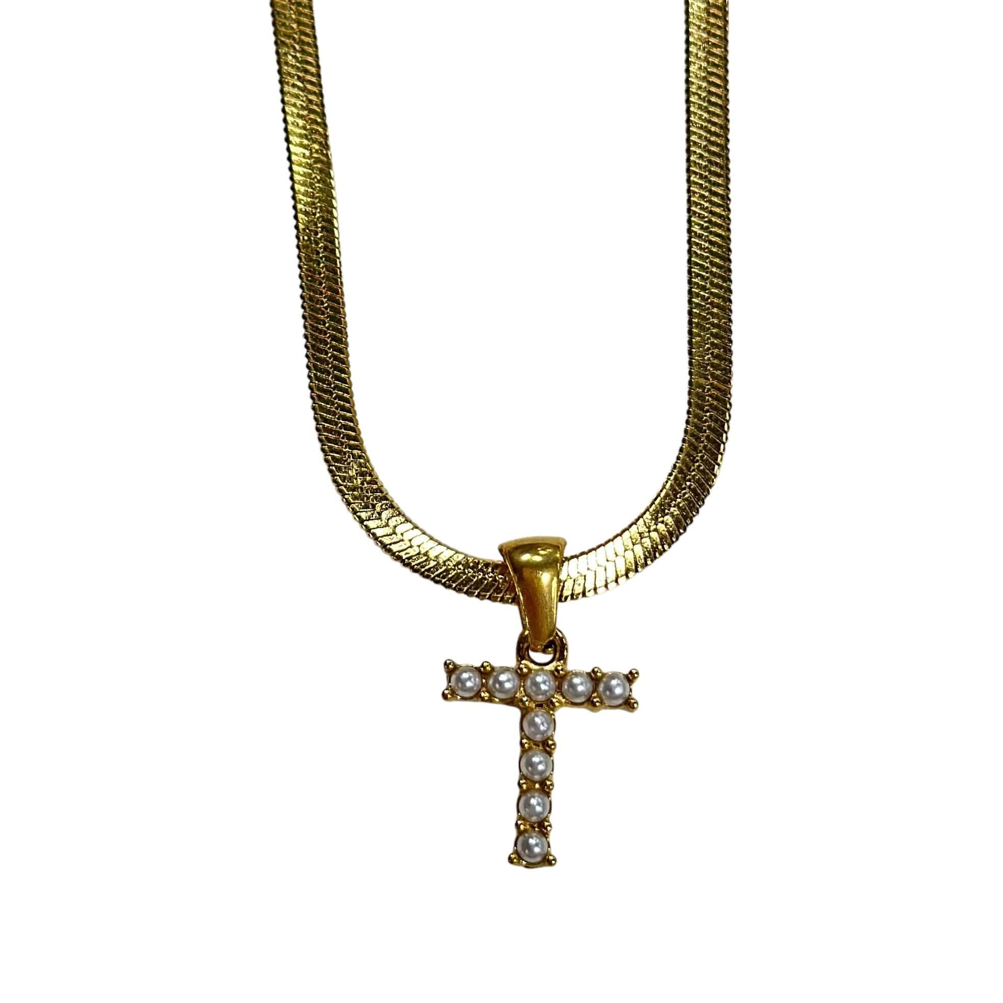 Pearl Letter Herringbone Necklace – Alicia DiMichele Boutique