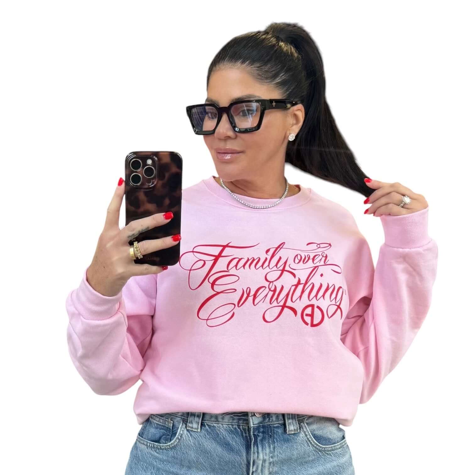 Family Over Everything® Sweatshirt - Classic Pink – Alicia DiMichele Boutique