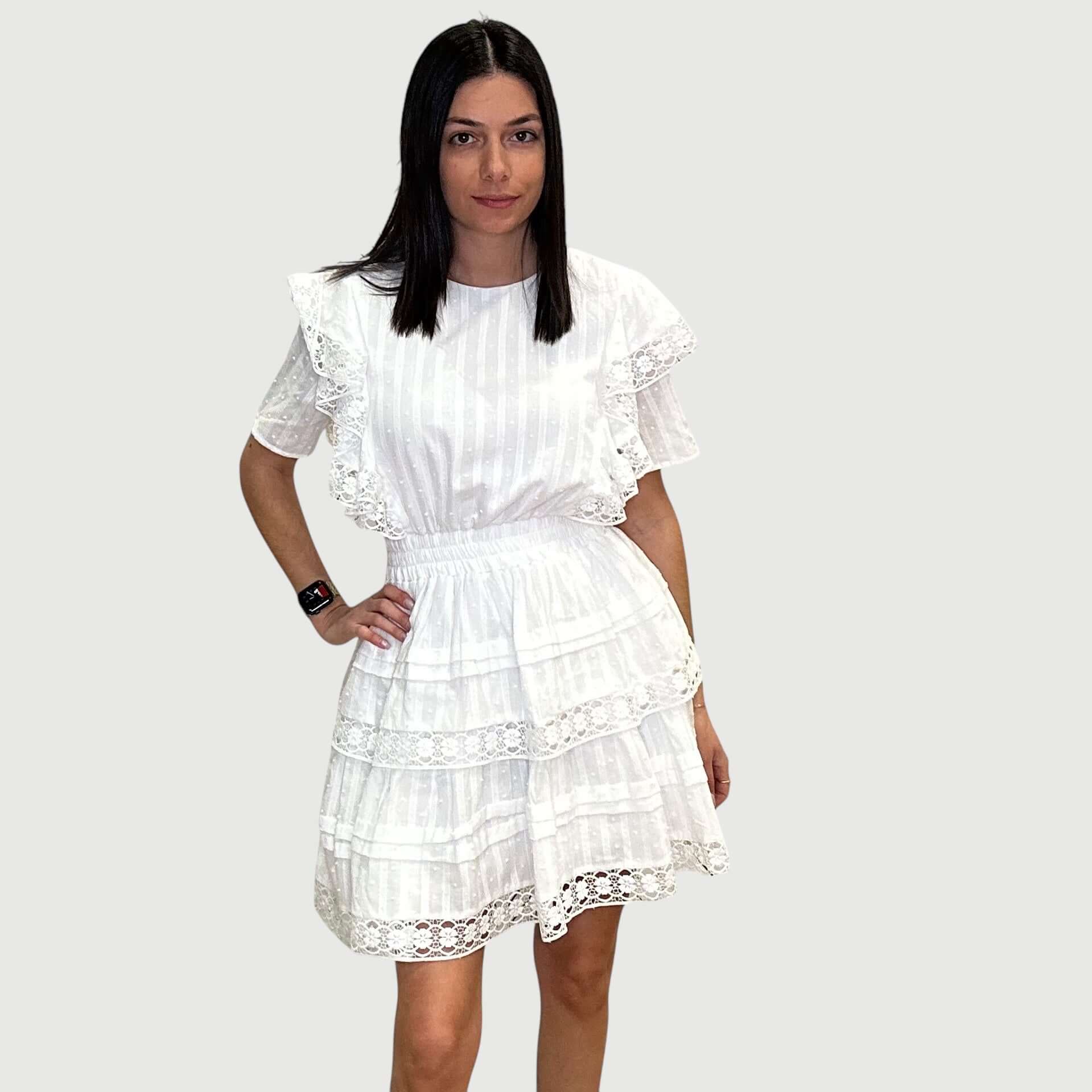 Lace Trim Tiered Mini Dress – Alicia DiMichele Boutique