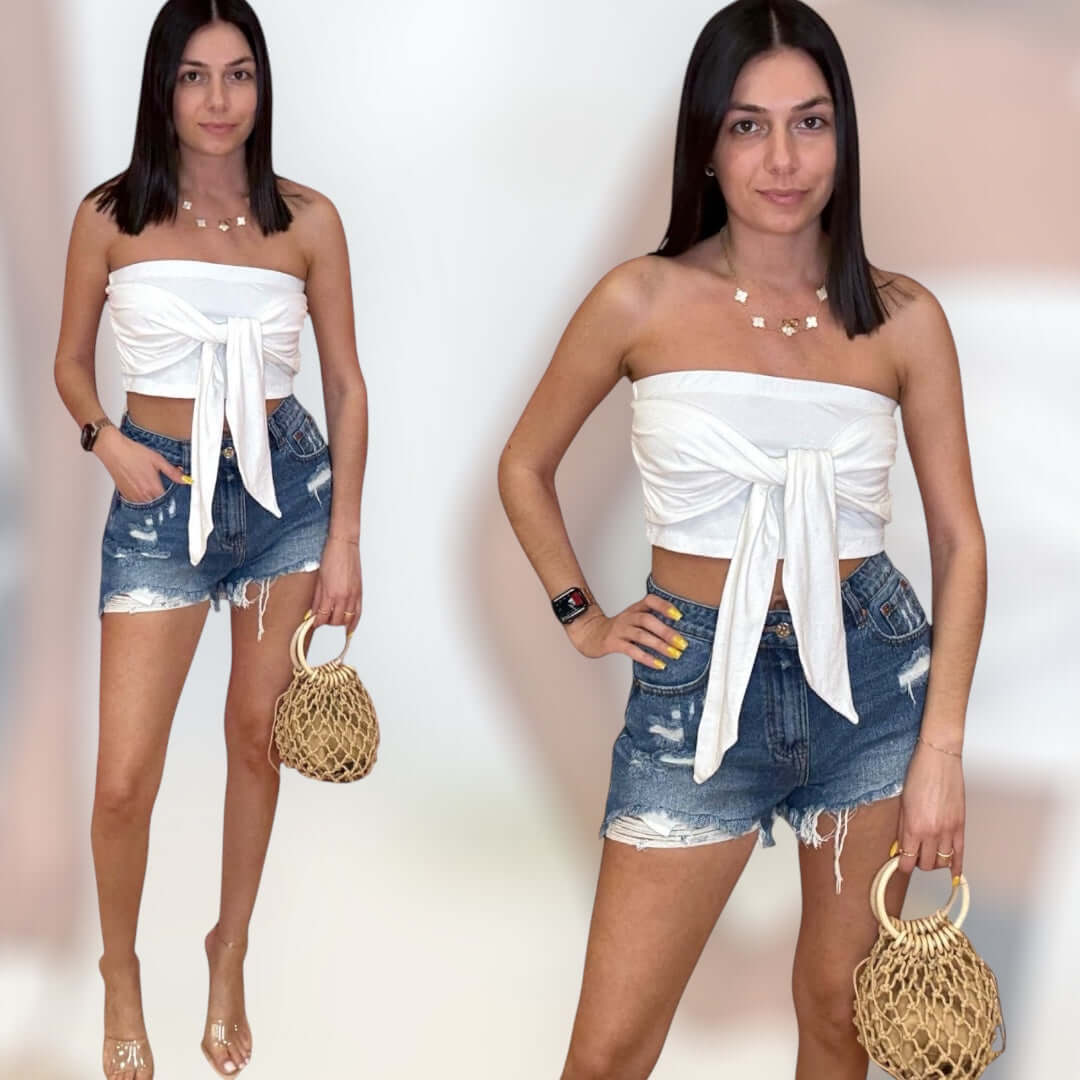 Sun Drift Tie-Front Crop Top – Alicia DiMichele Boutique