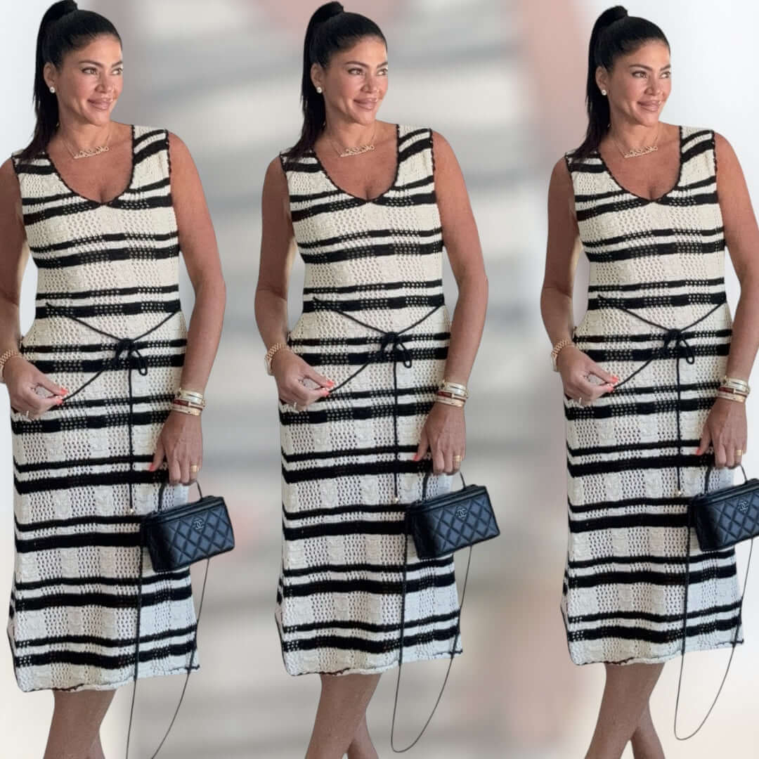 Crochet Knit Striped Midi Dress – Alicia DiMichele Boutique