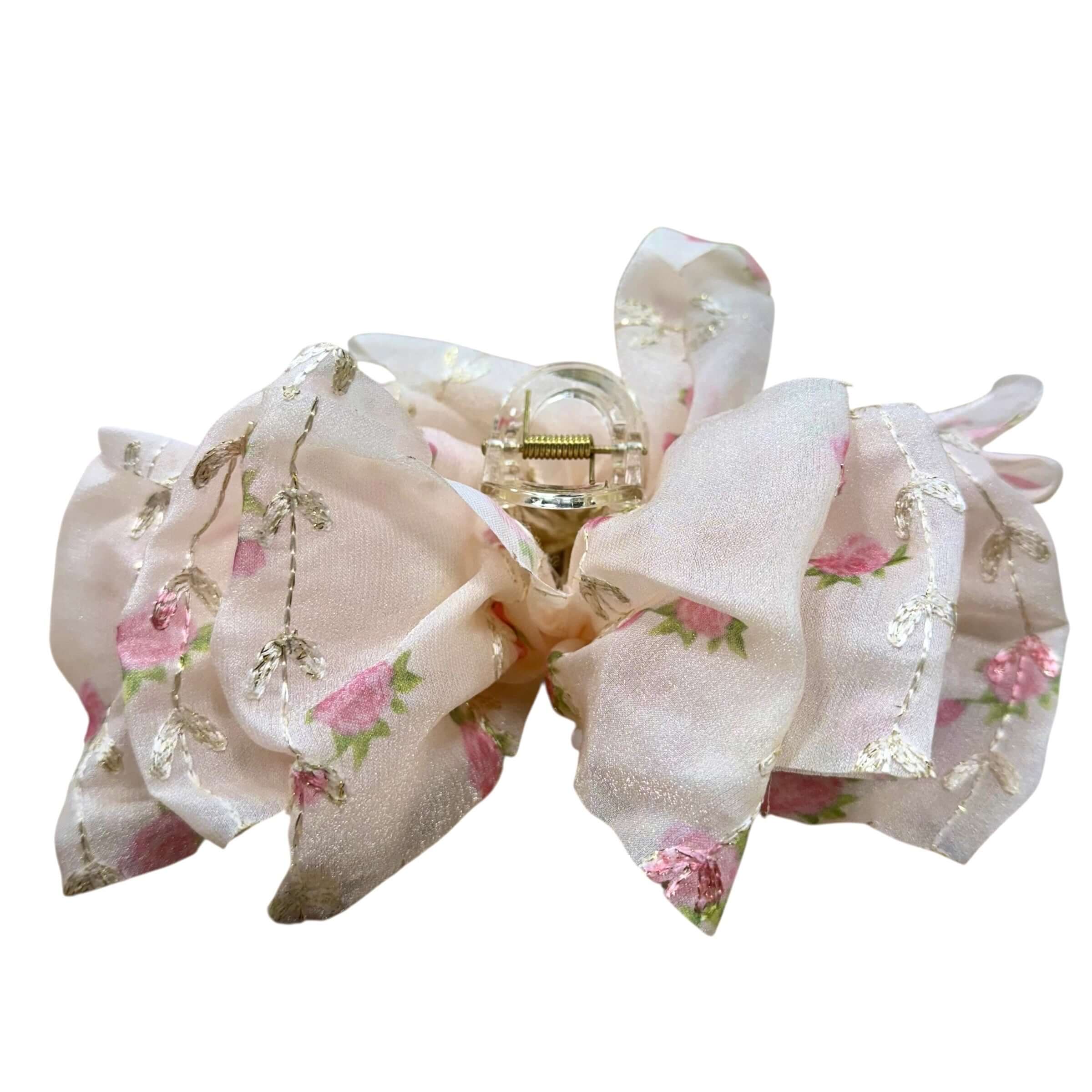 Large Floral Sheer Bow Hair Clip - Blush – Alicia DiMichele Boutique