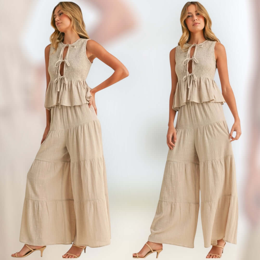 Sandswept Gauze Peplum Pant Set – Alicia DiMichele Boutique