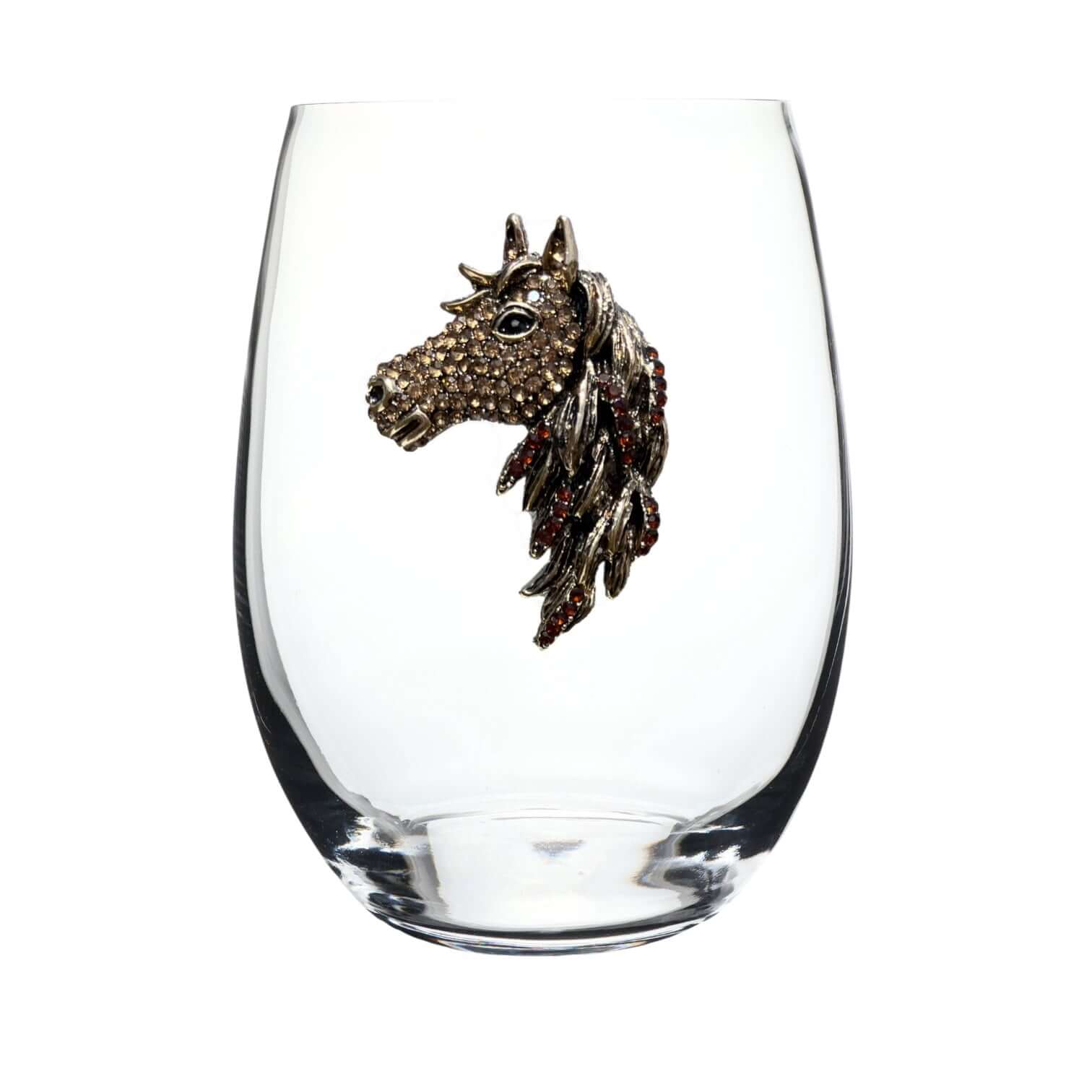 Gold and Brown Horse Head Stemless Wine Glass – Alicia DiMichele Boutique