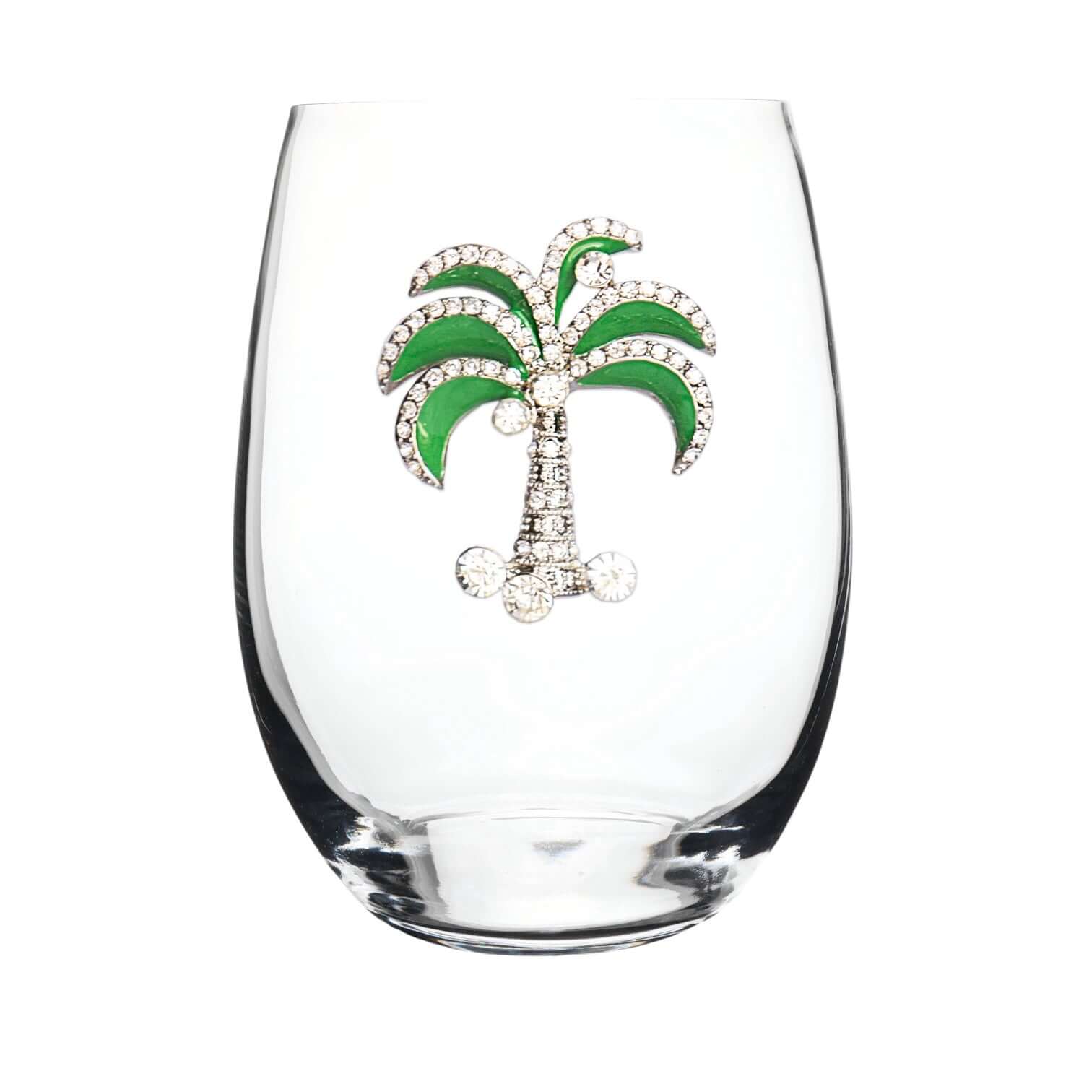 Diamond Palm Tree Jeweled Stemless Wine Glass – Alicia DiMichele Boutique