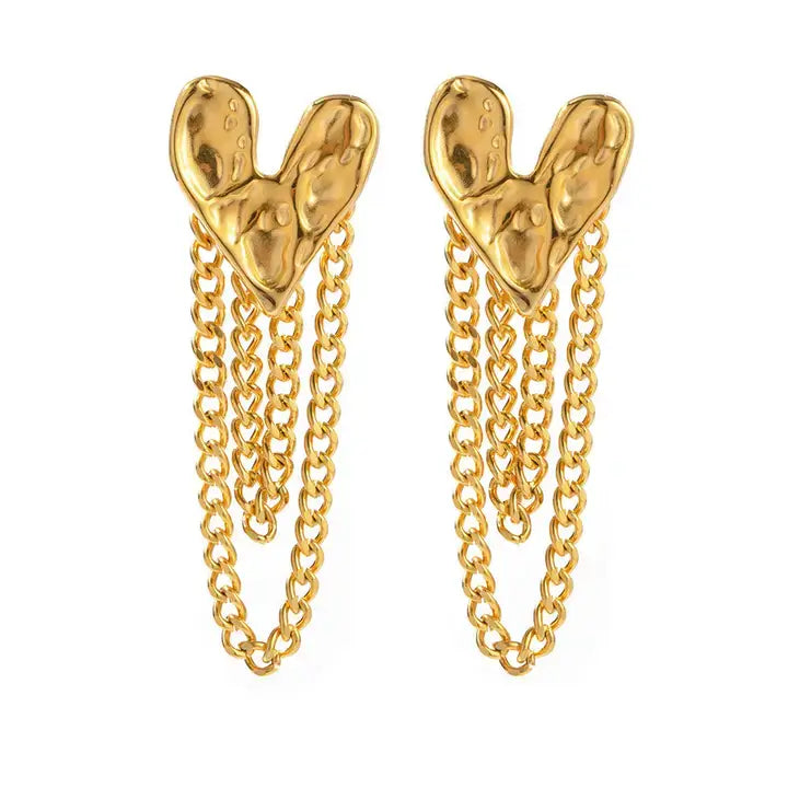 Gold Heart Tassel Earrings – Alicia DiMichele Boutique