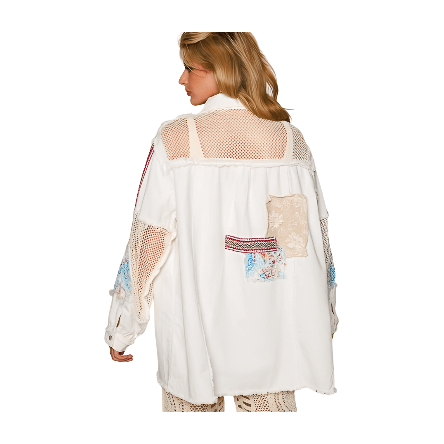 Oversized Crochet Patch Shacket - Ivory – Alicia DiMichele Boutique